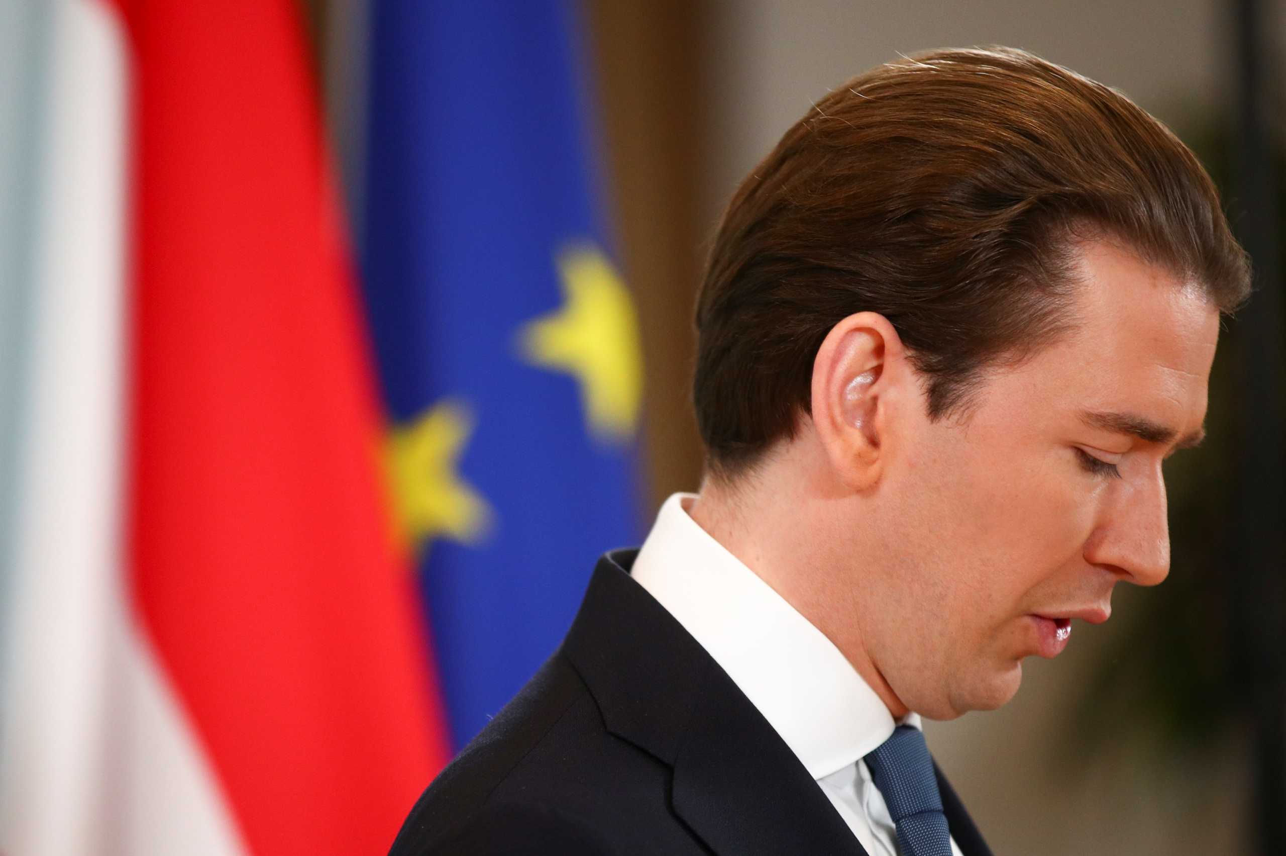 Former Austrian Chancellor Sebastian Kurz gives a statement as he resigns from all political duties, in Vienna, Austria, December 2, 2021. REUTERS