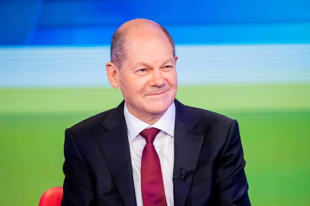 German Chancellor Olaf Scholz attends TV interview in Berlin, Germany, December 8, 2021.   Christoph Soeder