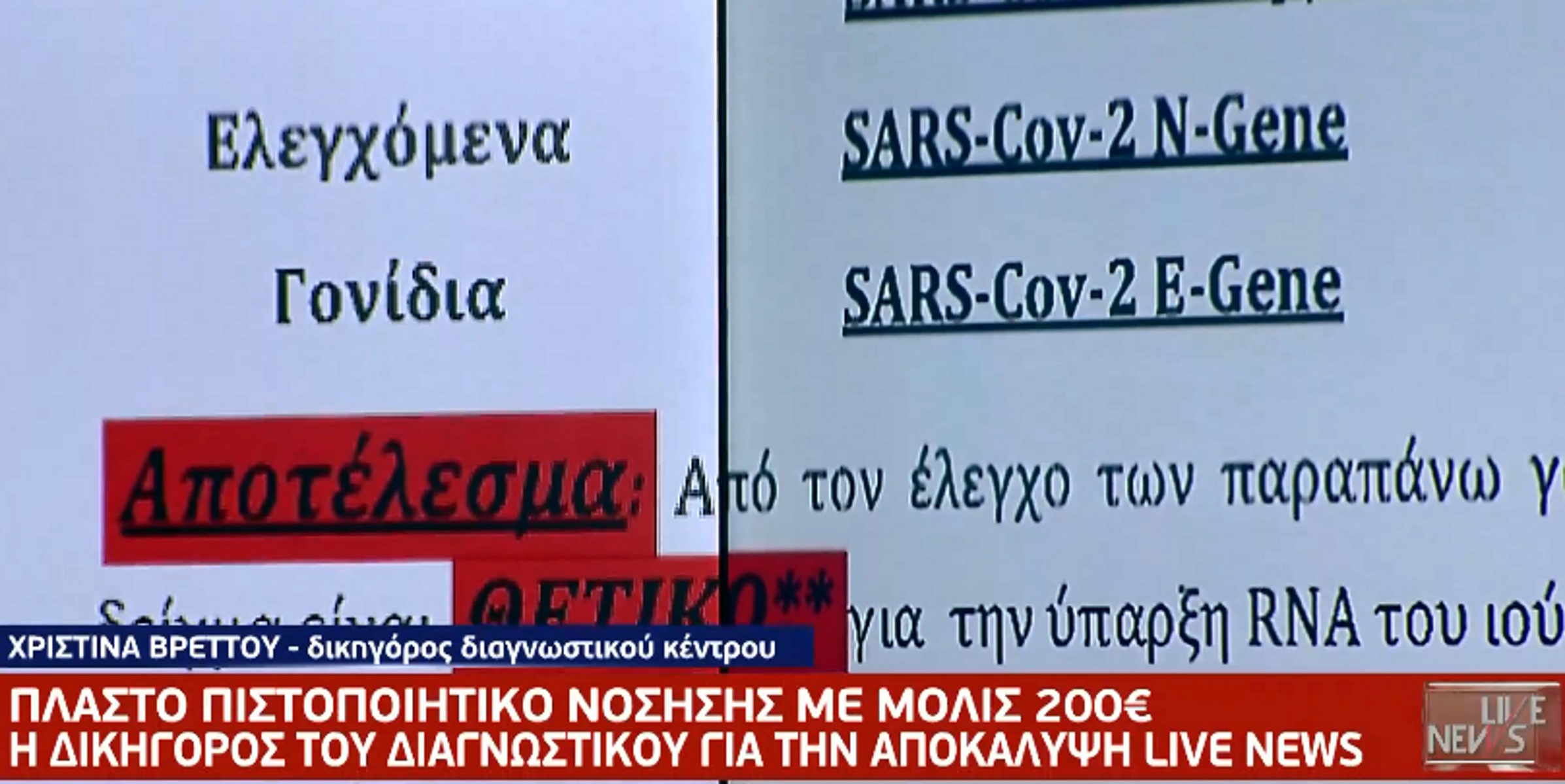 Κορονοϊός – Πλαστό πιστοποιητικό νόσησης με 200 ευρώ: Τι λέει η δικηγόρος του διαγνωστικού κέντρου