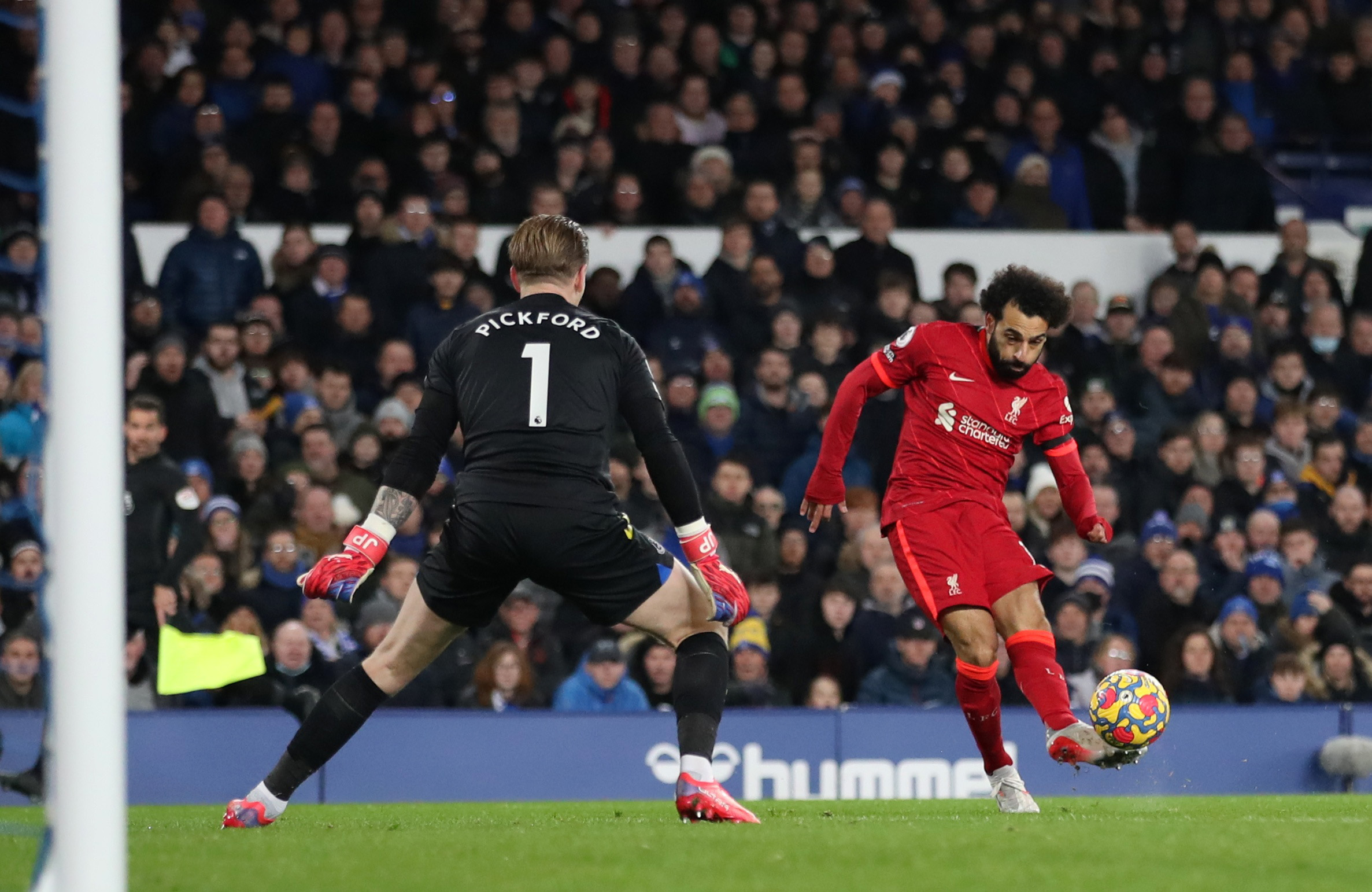 Soccer Football - Premier League - Everton v Liverpool - Goodison Park, Liverpool, Britain - December 1, 2021 Liverpool's Mohamed Salah scores their second goal Action Images via Reuters