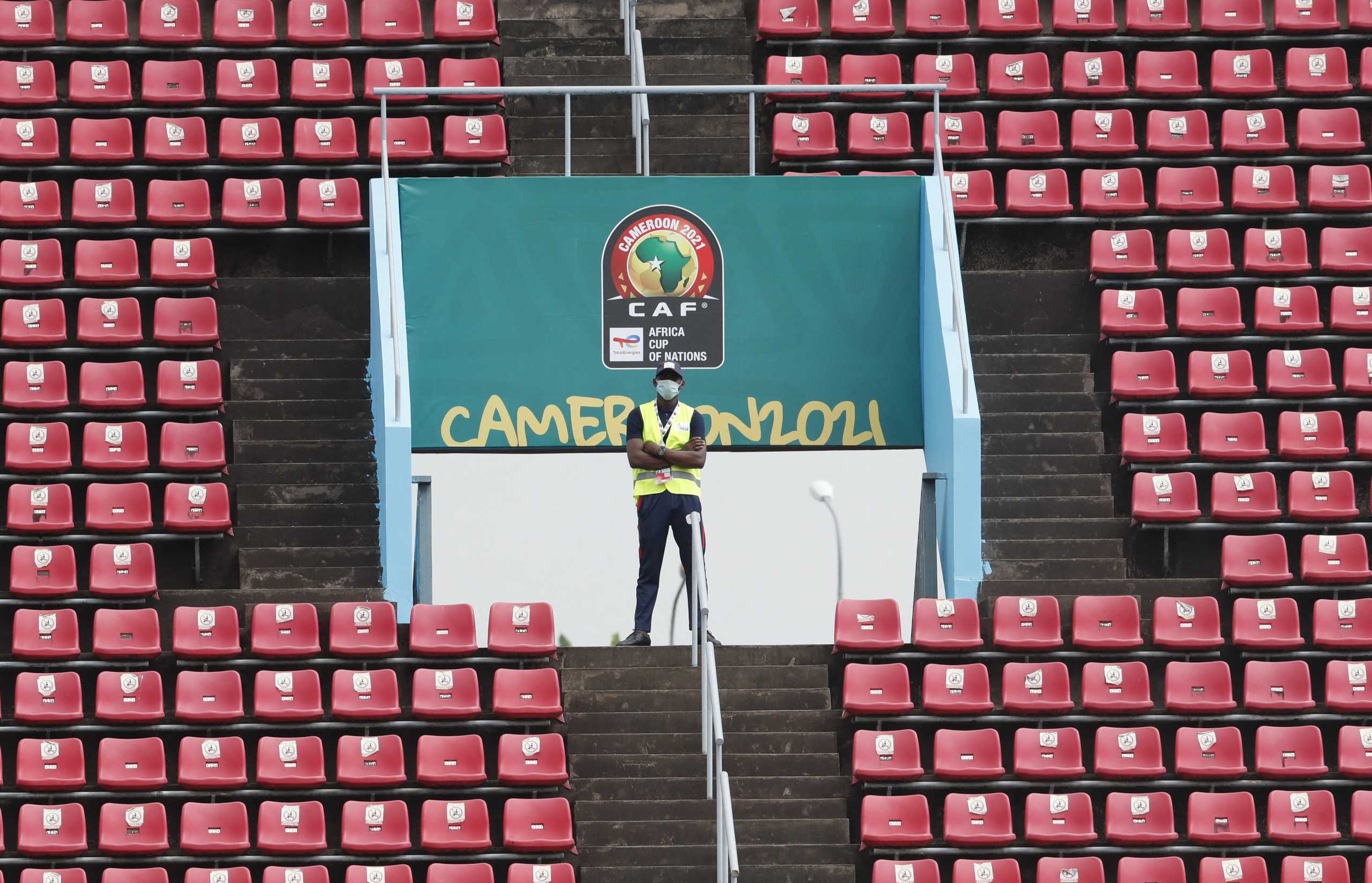 Soccer Football - Africa Cup of Nations - Group F - Tunisia v Mali - Limbe Omnisport Stadium, Limbe, Cameroon - January 12, 2022  General view of a steward in the stands before the match REUTERS