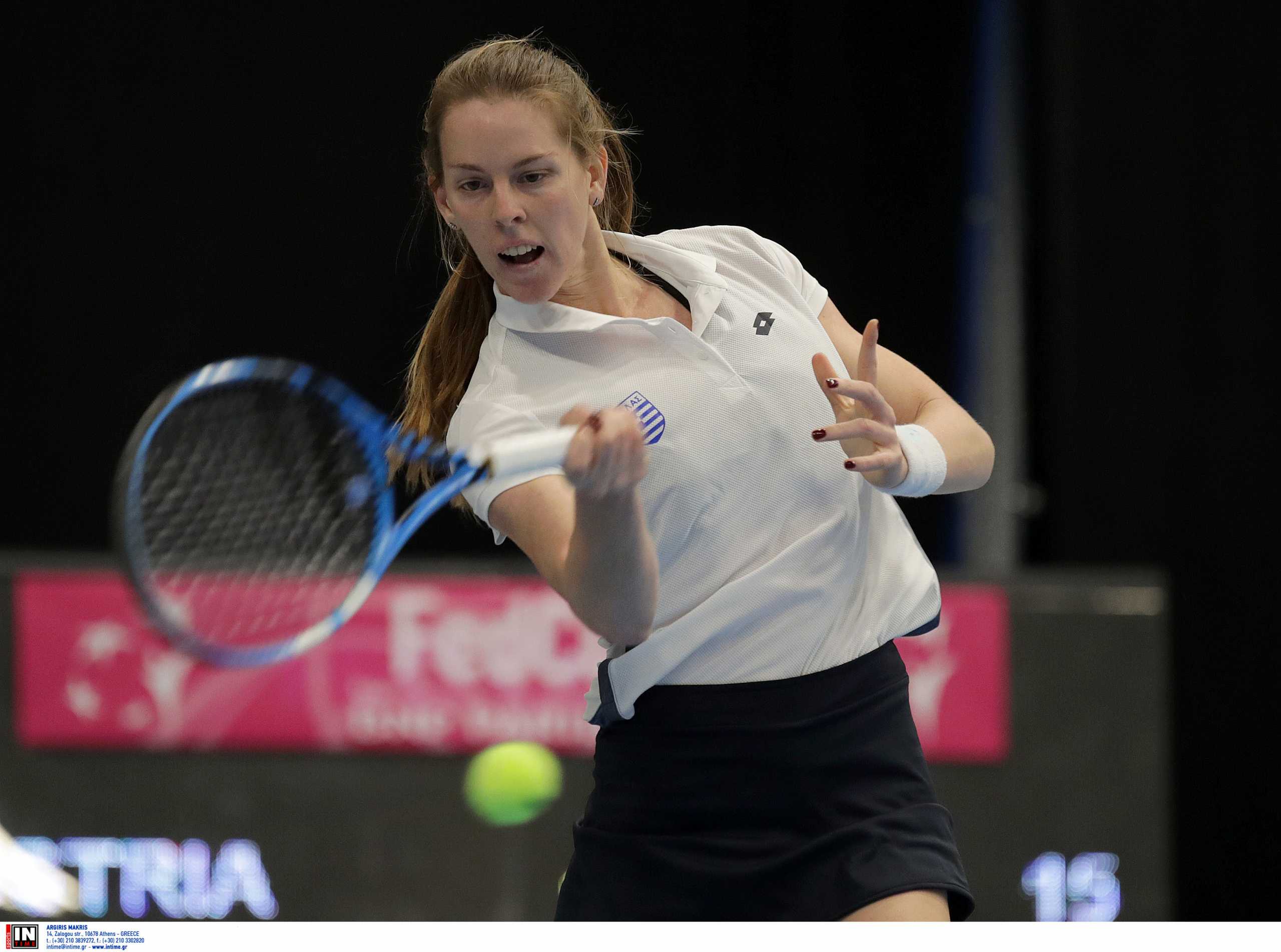 TALLINN,ESTONIA,06.FEB.20 - TENNIS - ITF Fed Cup. Image shows Despina Papamichail (GRE). Photo: GEPA pictures