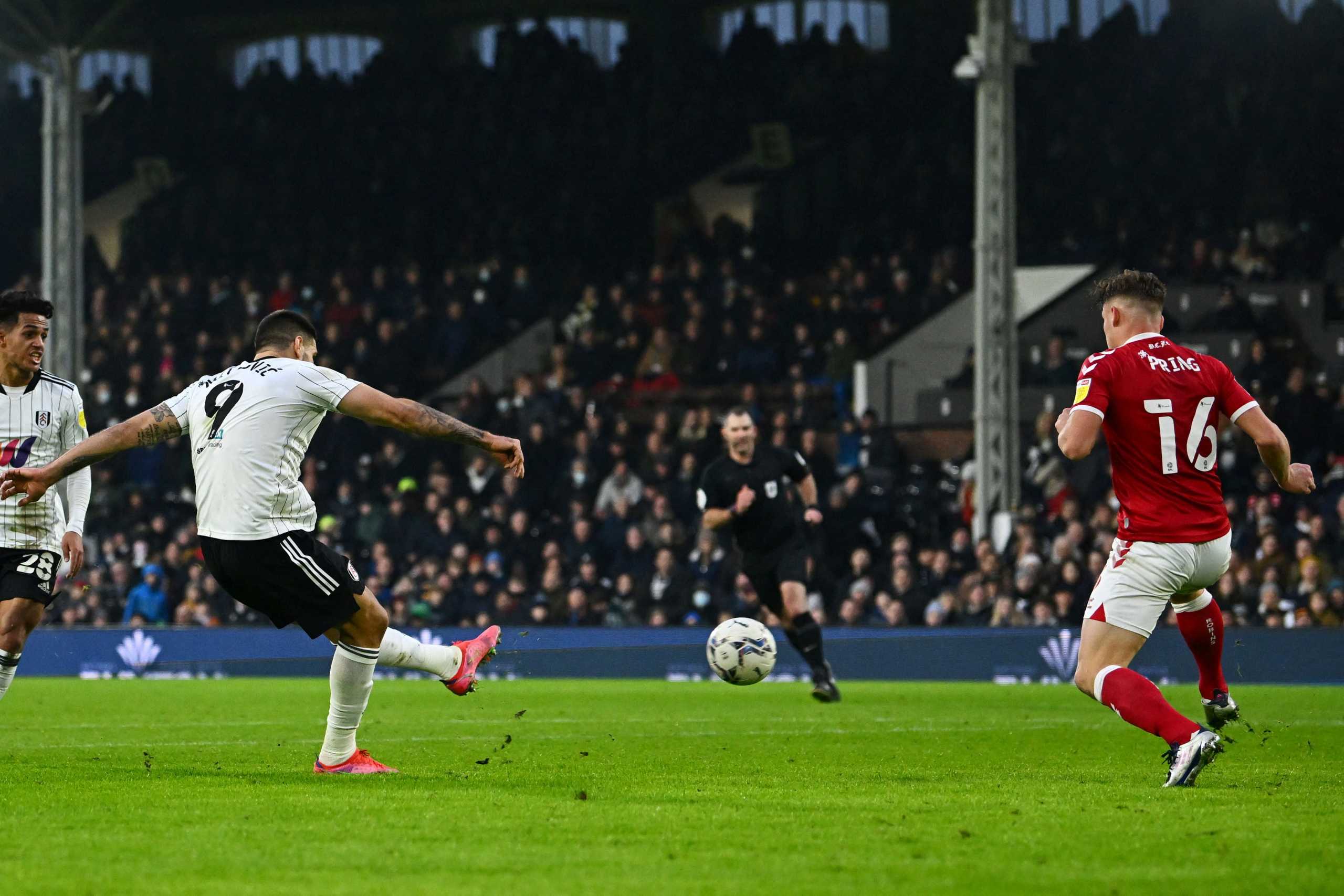 Soccer Football - Championship - Fulham v Bristol City - Craven Cottage, London, Britain - January 15, 2022 Fulham?s Aleksandar Mitrovic scores their fifth goal to complete his hat-trick REUTERS