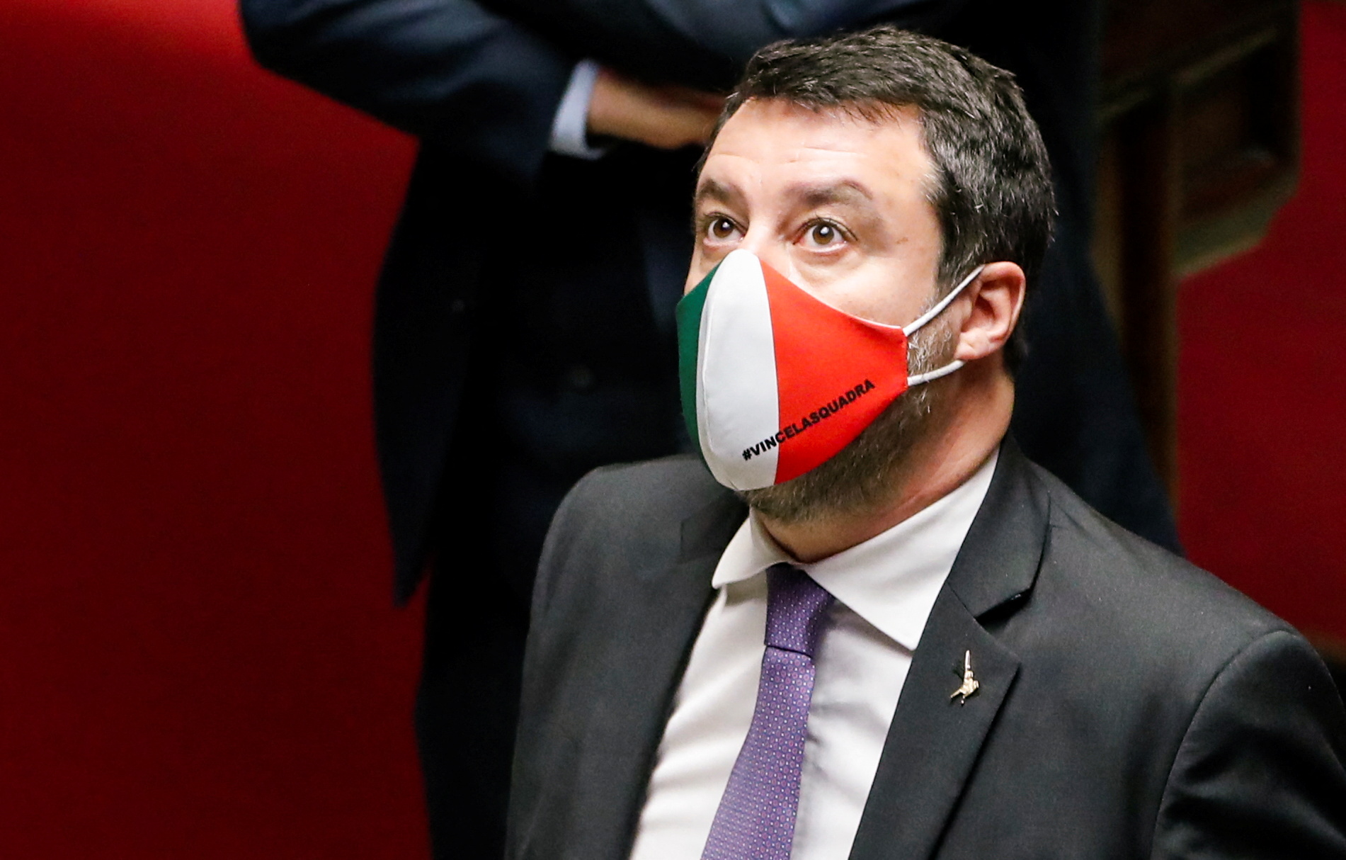 League party leader Matteo Salvini attends a voting session to elect Italy's new president, at the Chamber of Deputies in Rome, Italy, January 27, 2022. REUTERS