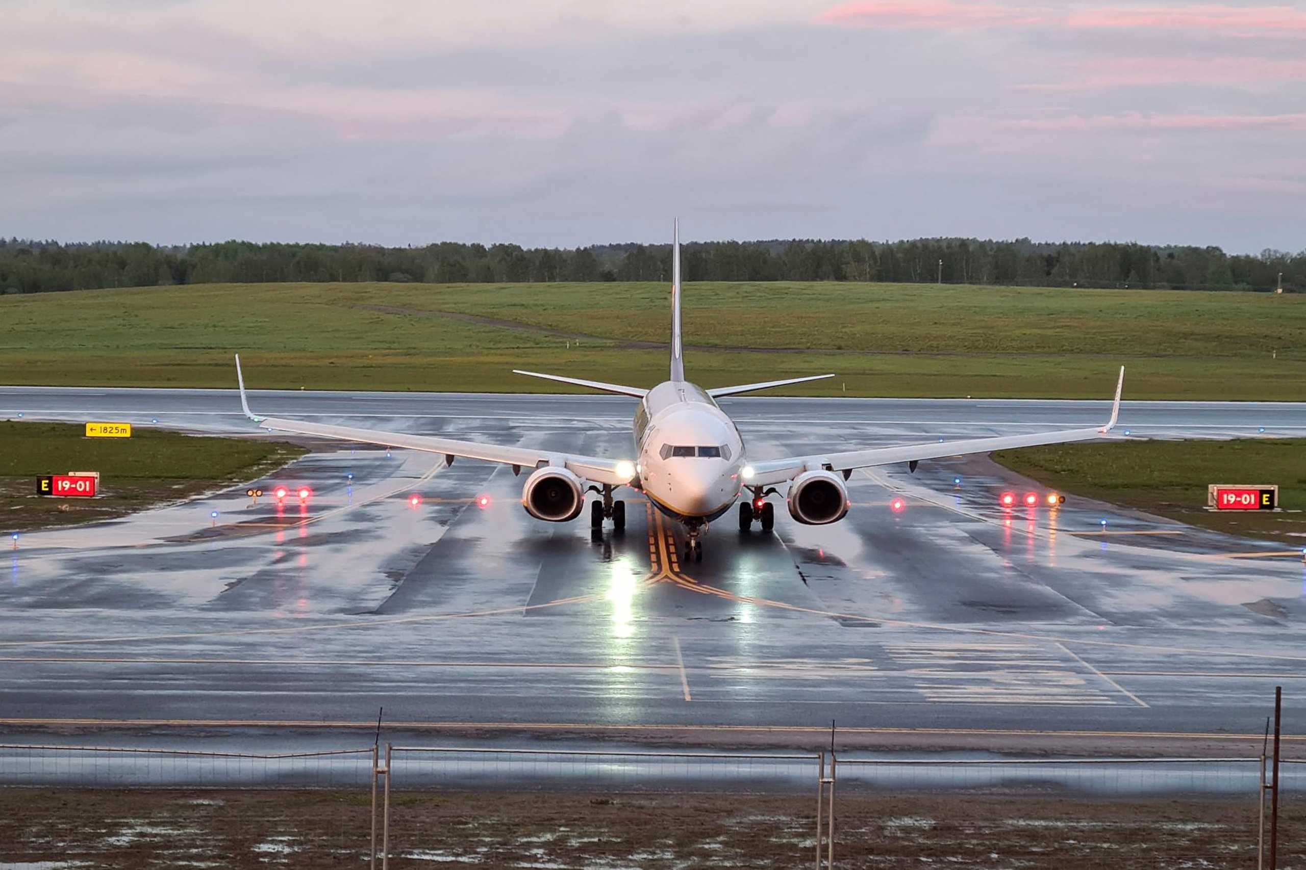 FILE PHOTO: A Ryanair aircraft, which was carrying Belarusian opposition blogger and activist Roman Protasevich and diverted to Belarus, where authorities detained him, lands at Vilnius Airport in Vilnius, Lithuania May 23, 2021. REUTERS