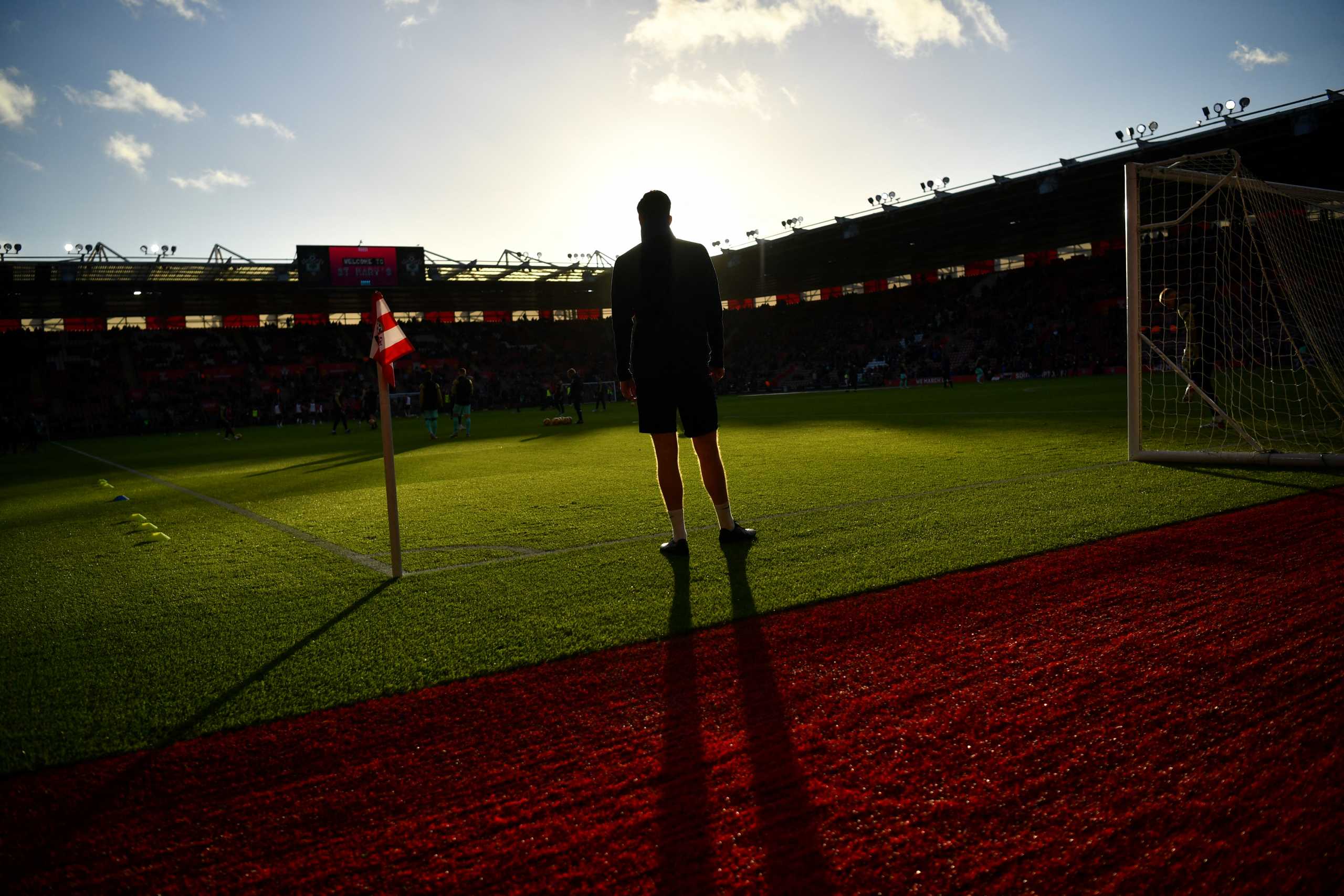 FILE PHOTO: Soccer Football - Premier League - Southampton v Brighton & Hove Albion - St Mary's Stadium, Southampton, Britain - December 4, 2021 General view as the players warm up before the match REUTERS