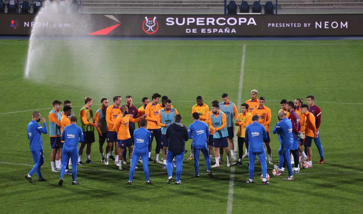 Soccer Football - Spanish Super Cup - FC Barcelona Training - Prince Faisal Bin Fahd Stadium, Riyadh, Saudi Arabia - January 11, 2022 General view during training REUTERS
