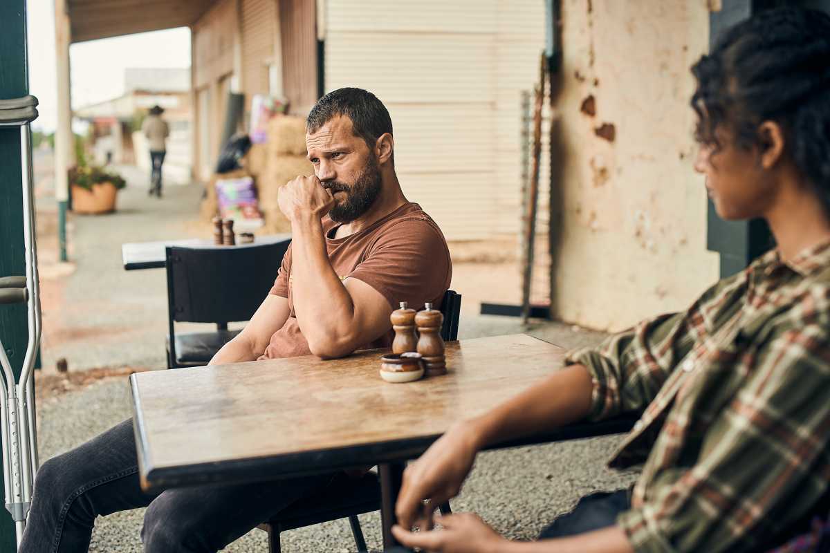 Ep1.  Stars Jamie Dornan and Shalom Brune-Franklin.