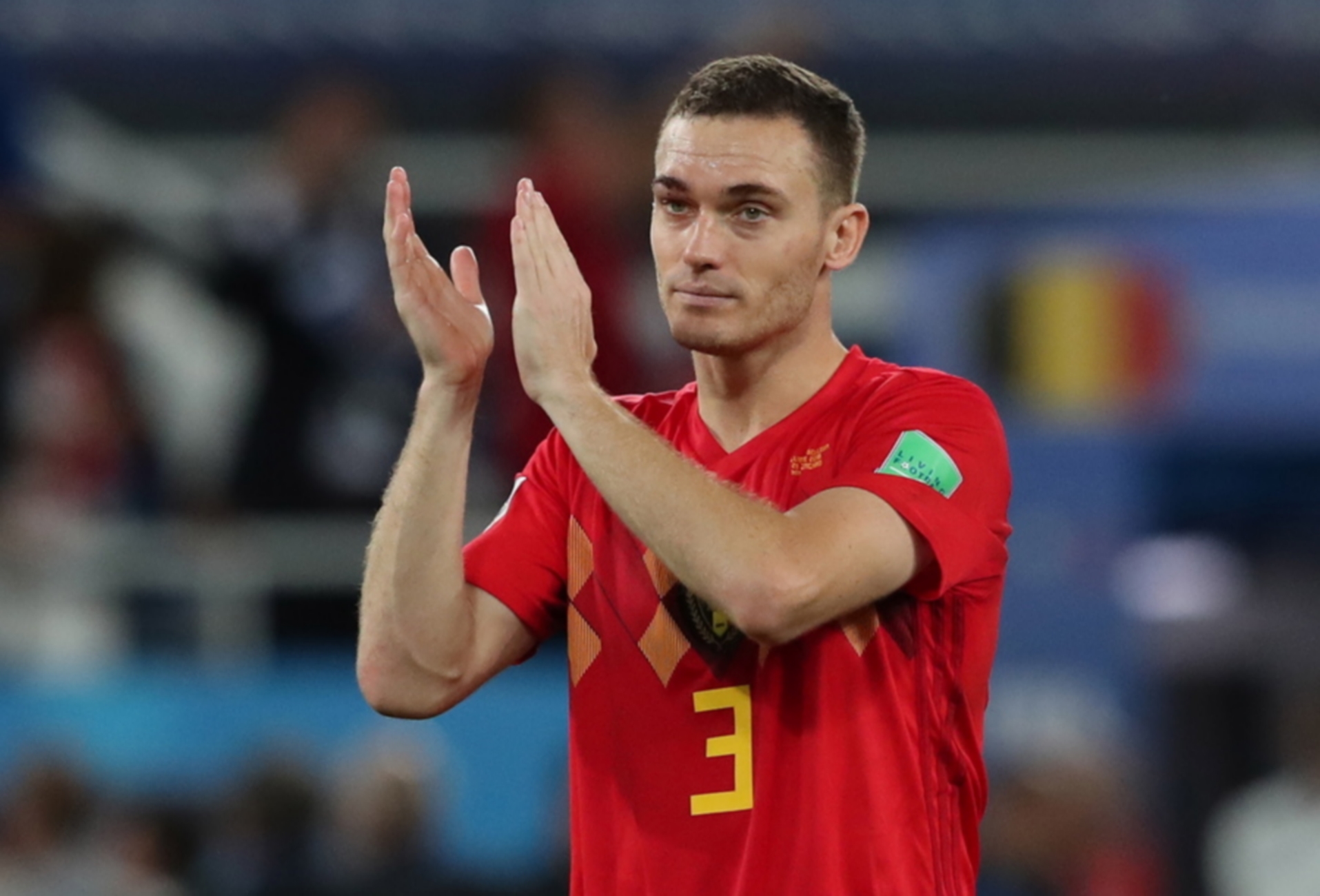 epa06848574 Thomas Vermaelen of Belgium celebrates after the FIFA World Cup 2018 group G preliminary round soccer match between England and Belgium in Kaliningrad, Russia, 28 June 2018. Belgium won the match 1-0.

(RESTRICTIONS APPLY: Editorial Use Only, not used in association with any commercial entity - Images must not be used in any form of alert service or push service of any kind including via mobile alert services, downloads to mobile devices or MMS messaging - Images must appear as still images and must not emulate match action video footage - No alteration is made to, and no text or image is superimposed over, any published image which: (a) intentionally obscures or removes a sponsor identification image; or (b) adds or overlays the commercial identification of any third party which is not officially associated with the FIFA World Cup)  EPA