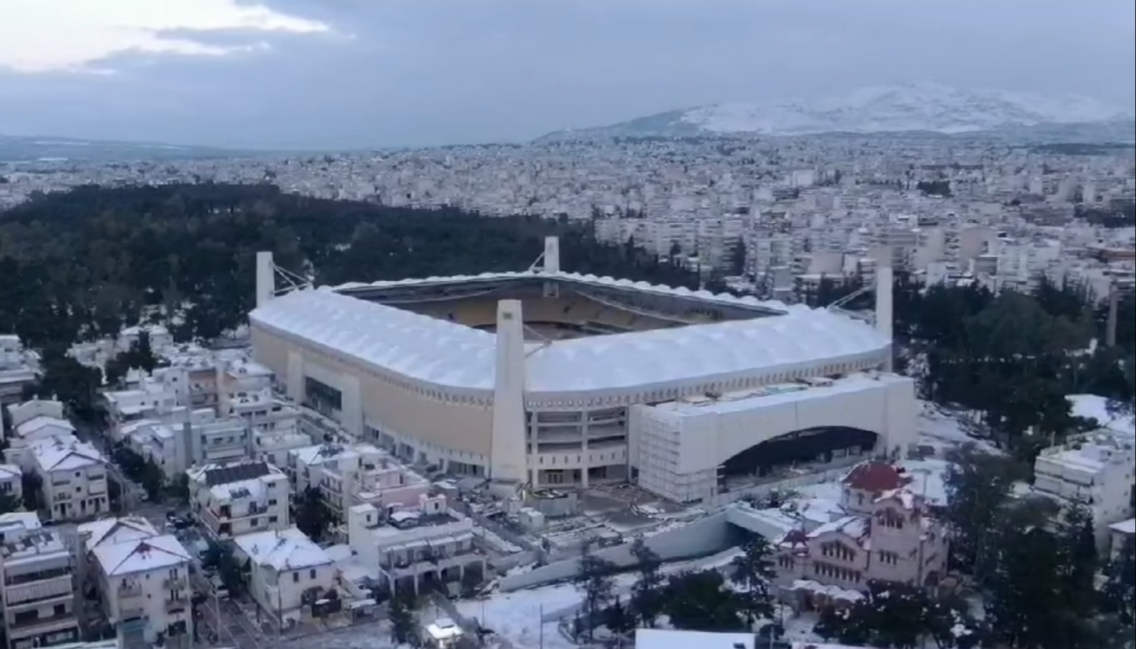 Γήπεδο ΑΕΚ: Βίντεο από τη χιονισμένη «Αγιά Σοφιά»