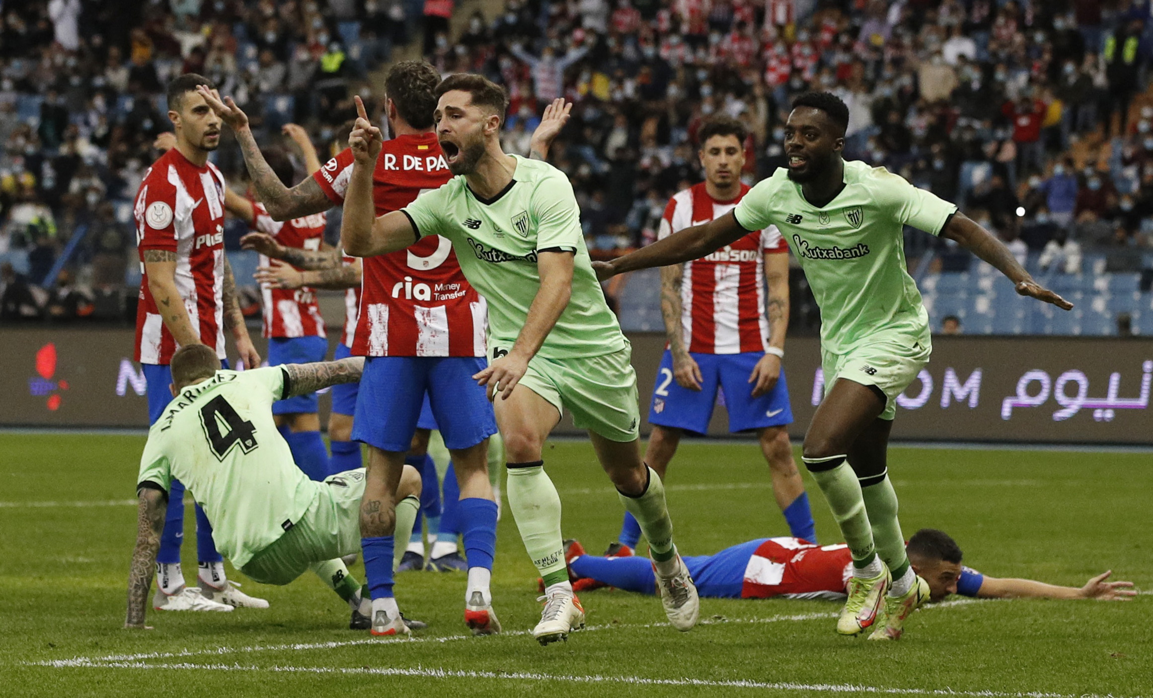 Soccer Football - Spanish Super Cup - Semi Final - Atletico Madrid v Athletic Bilbao - King Fahd International Stadium, Riyadh, Saudia Arabia - January 13, 2022  Athletic Bilbao's Yeray Alvarez celebrates scoring their first goal REUTERS