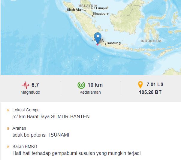 Σεισμός 6,7 Ρίχτερ στην Ινδονησία σε θαλάσσια περιοχή – Αισθητός στη Τζακάρτα