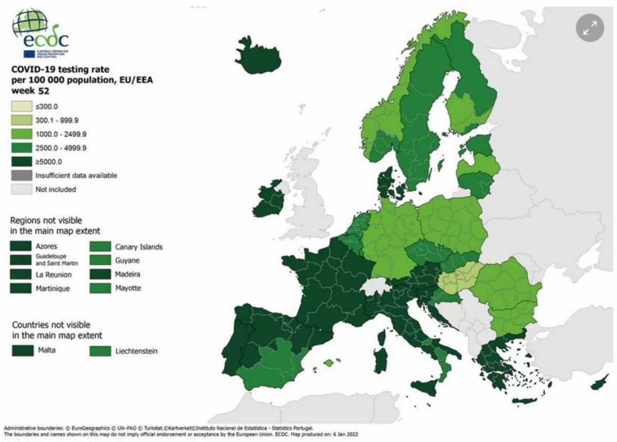 Κορονοϊός: «Κόκκινο βαθύ» στην Ελλάδα – Οι χάρτες του ECDC για κρούσματα, θετικότητα και τεστ