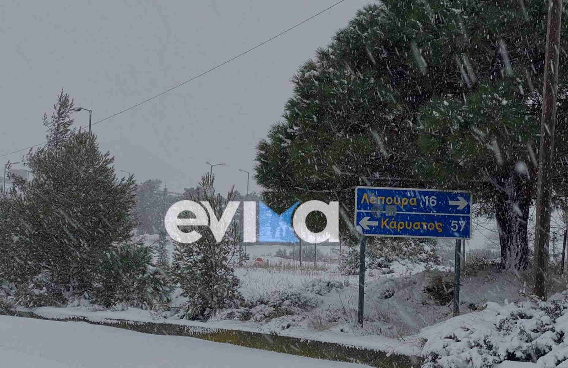 Κακοκαιρία Ελπίδα: Βουλιάζει στο χιόνι η Εύβοια, χωρίς ρεύμα χωριά της Κύμης