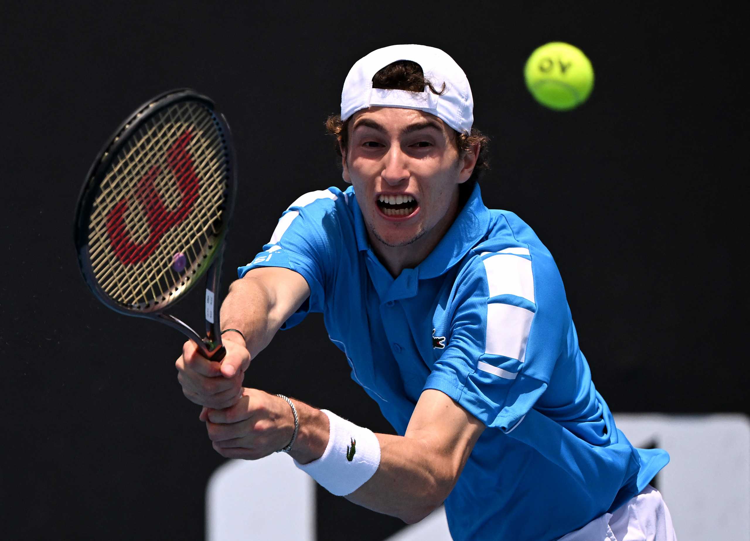 Tennis - Australian Open - Melbourne Park, Melbourne, Australia - January 18, 2022 France's Ugo Humbert in action during his first round match against France's Richard Gasquet REUTERS