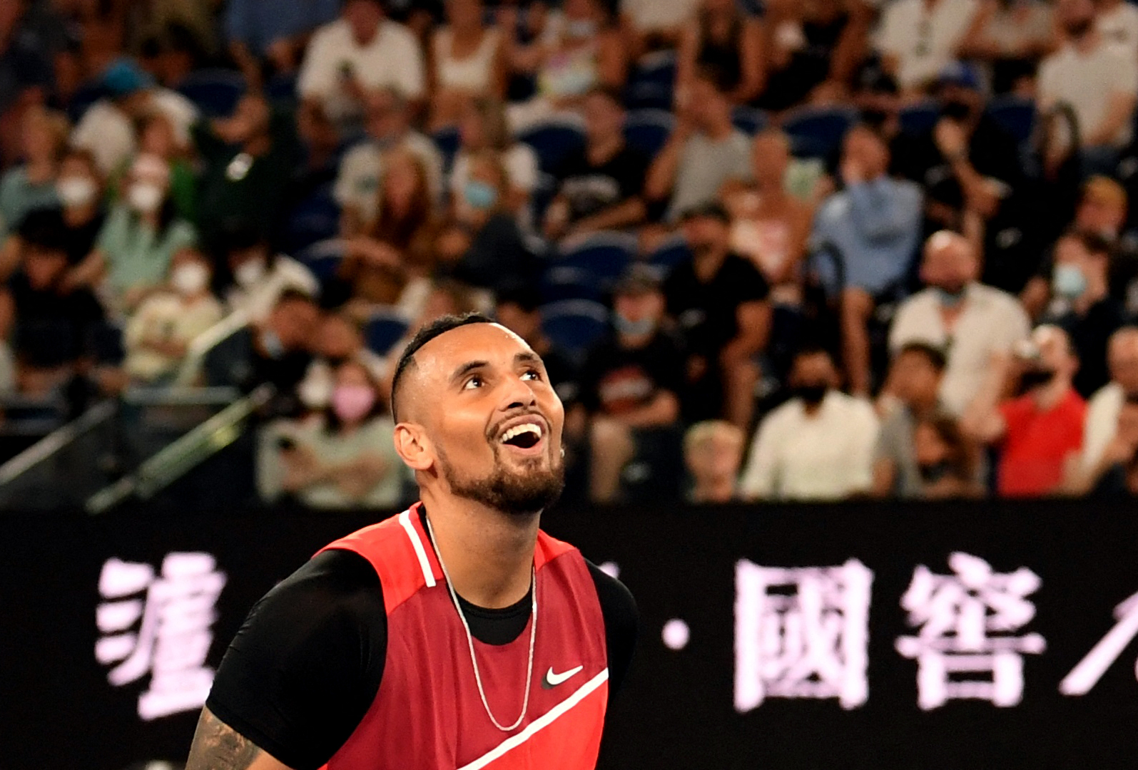 Tennis - Australian Open - Melbourne Park, Melbourne, Australia - January 20, 2022 Australia's Nick Kyrgios reacts during his second round match against Russia's Daniil Medvedev REUTERS