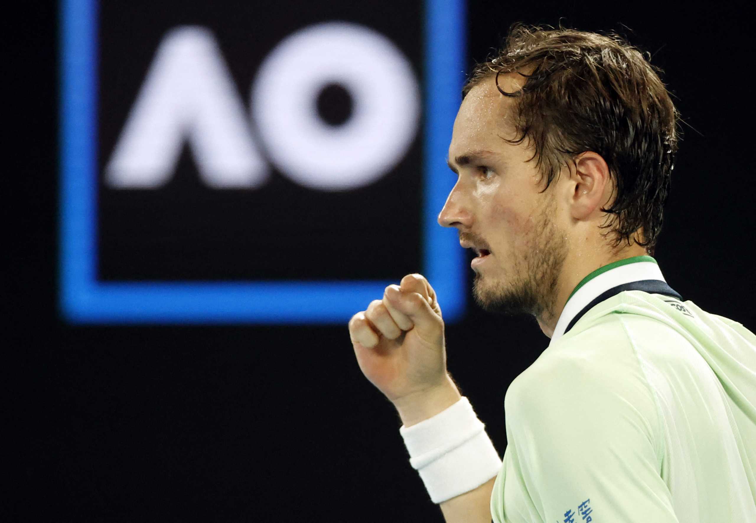 Tennis - Australian Open - Men's Singles Final - Melbourne Park, Melbourne, Australia - January 30, 2022 Russia's Daniil Medvedev reacts during the final against Spain's Rafael Nadal REUTERS