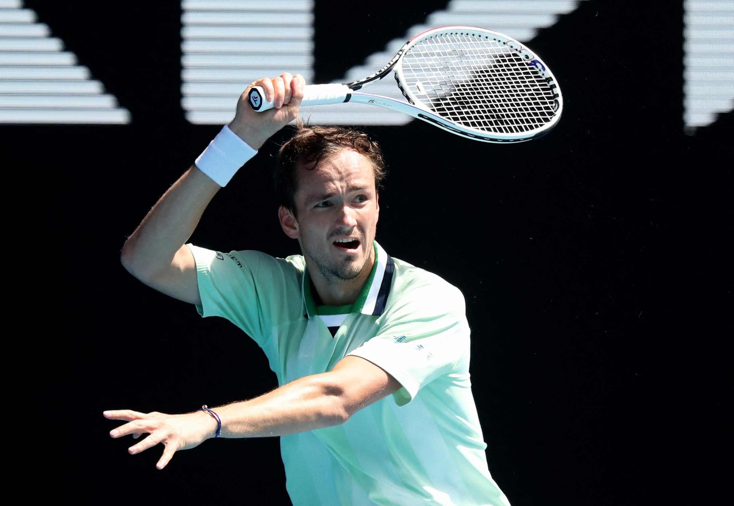 Tennis - Australian Open - Melbourne Park, Melbourne, Australia - January 18, 2022 Russia's Daniil Medvedev in action during his first round match against Switzerland's Henri Laaksonen REUTERS
