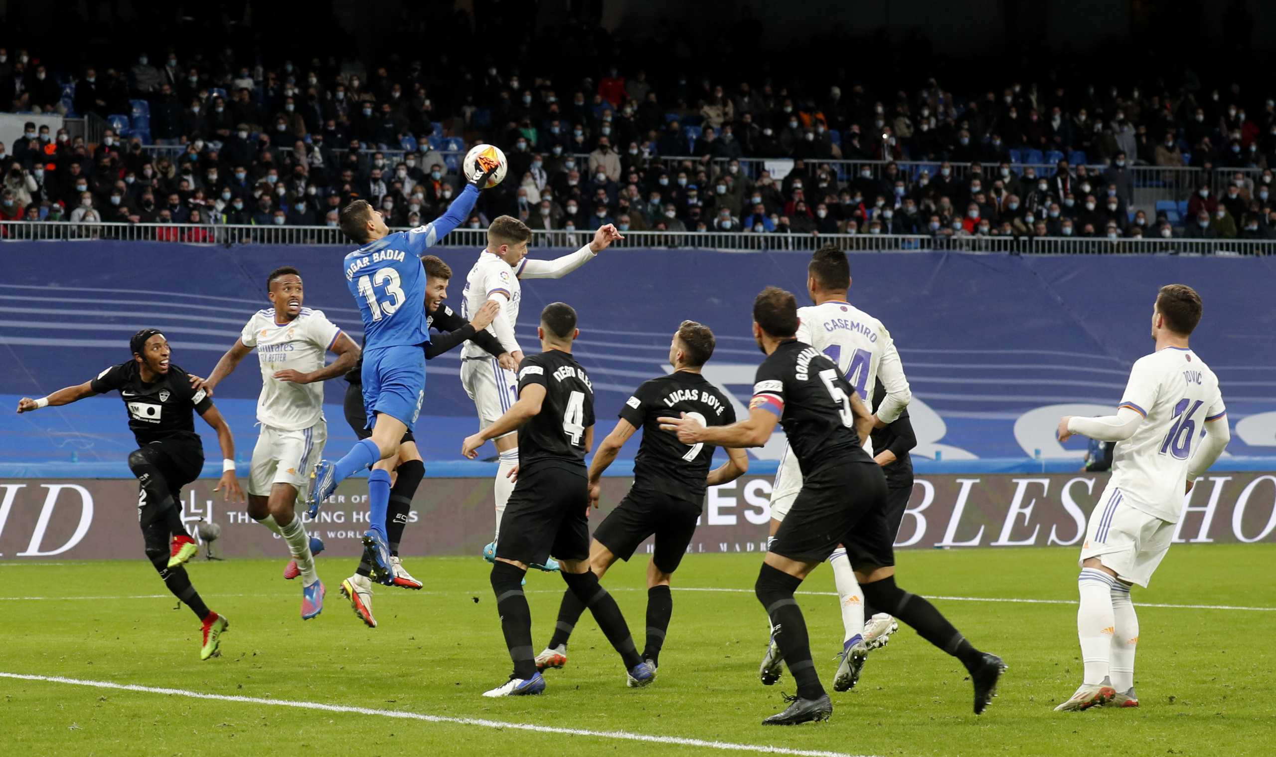 Soccer Football - LaLiga - Real Madrid v Elche - Santiago Bernabeu, Madrid, Spain - January 23, 2022 Elche's Edgar Badia in action REUTERS
