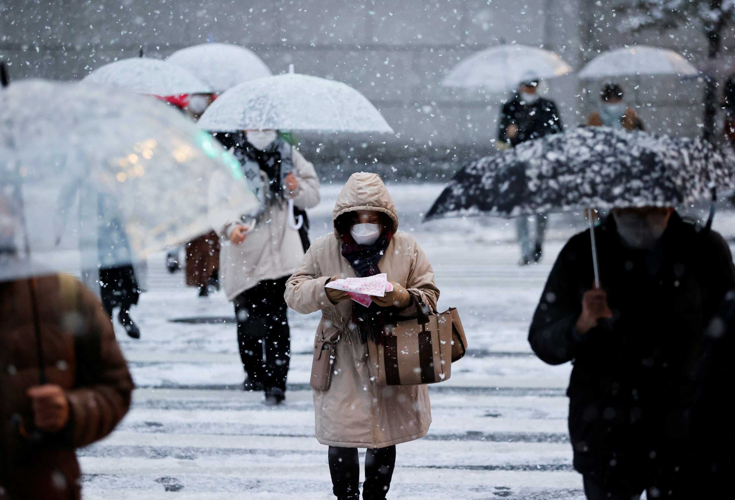 Ιαπωνία: Χιόνι σκέπασε το Τόκιο! Πρωτοφανείς εικόνες και πάνω από 100 ακυρώσεις πτήσεων