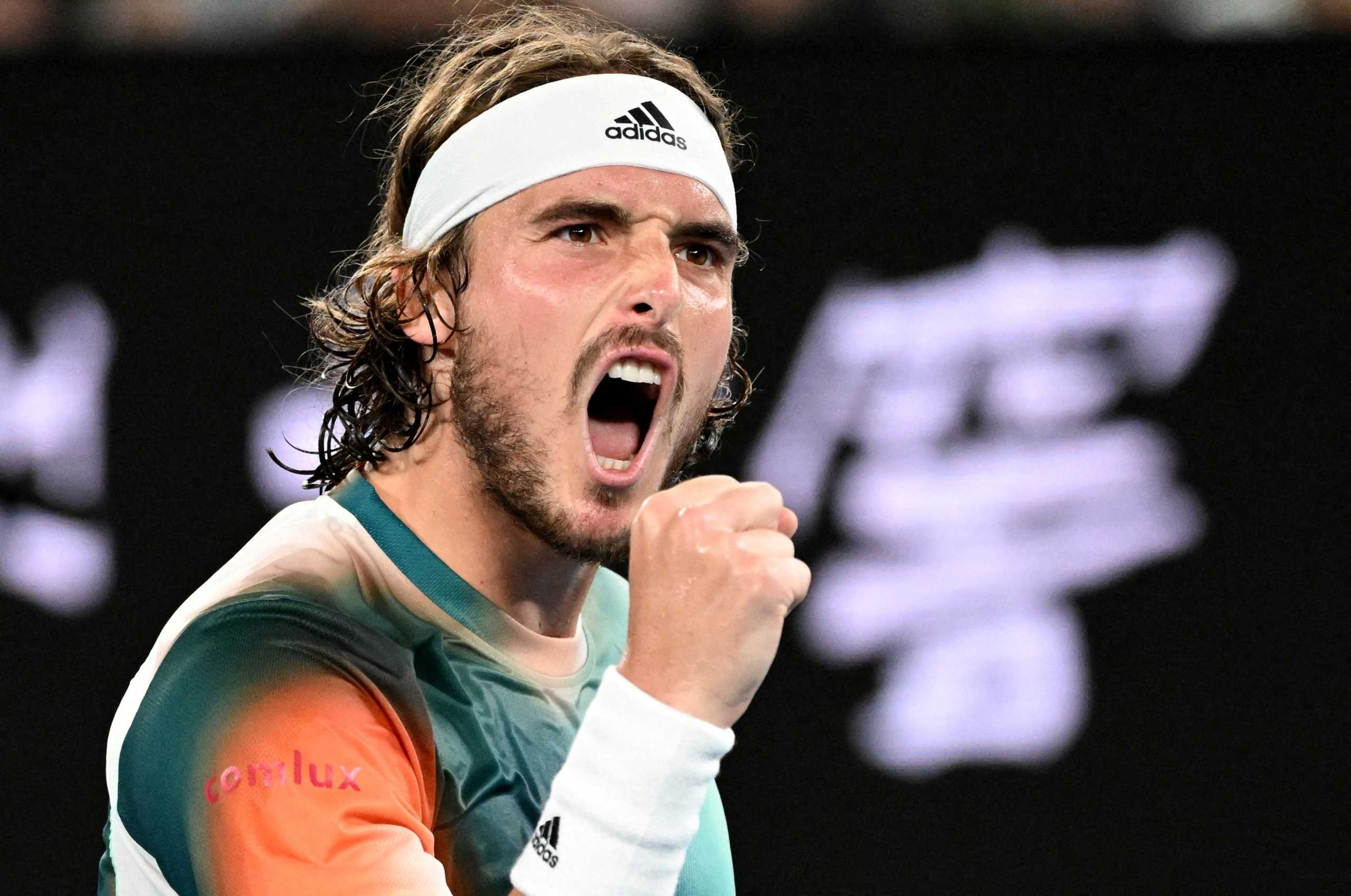 Tennis - Australian Open - Melbourne Park, Melbourne, Australia - January 26, 2022  Greece's Stefanos Tsitsipas reacts during his quarter final match against Italy's Jannik Sinner REUTERS