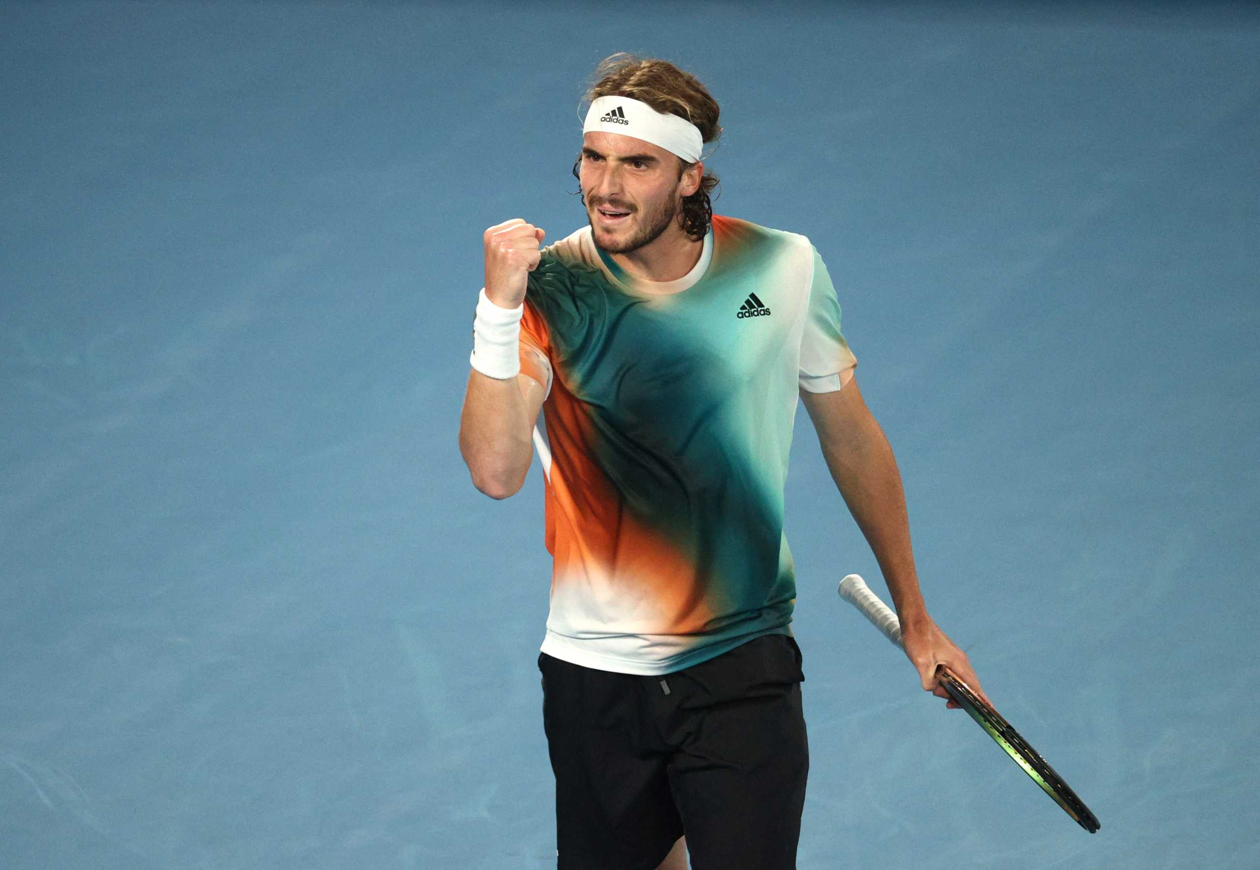 Tennis - Australian Open - Melbourne Park, Melbourne, Australia - January 28, 2022 Greece's Stefanos Tsitsipas reacts during his semi final match against Russia's Daniil Medvedev REUTERS