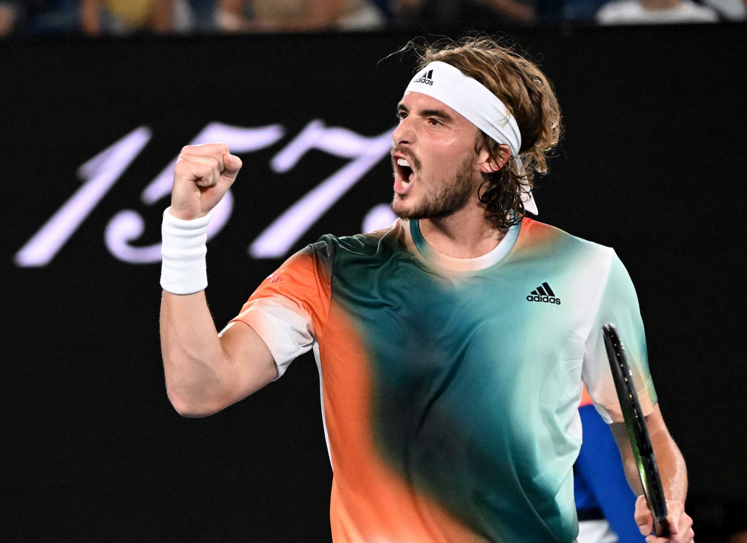 Tennis - Australian Open - Melbourne Park, Melbourne, Australia - January 26, 2022  Greece's Stefanos Tsitsipas reacts during his quarter final match against Italy's Jannik Sinner REUTERS