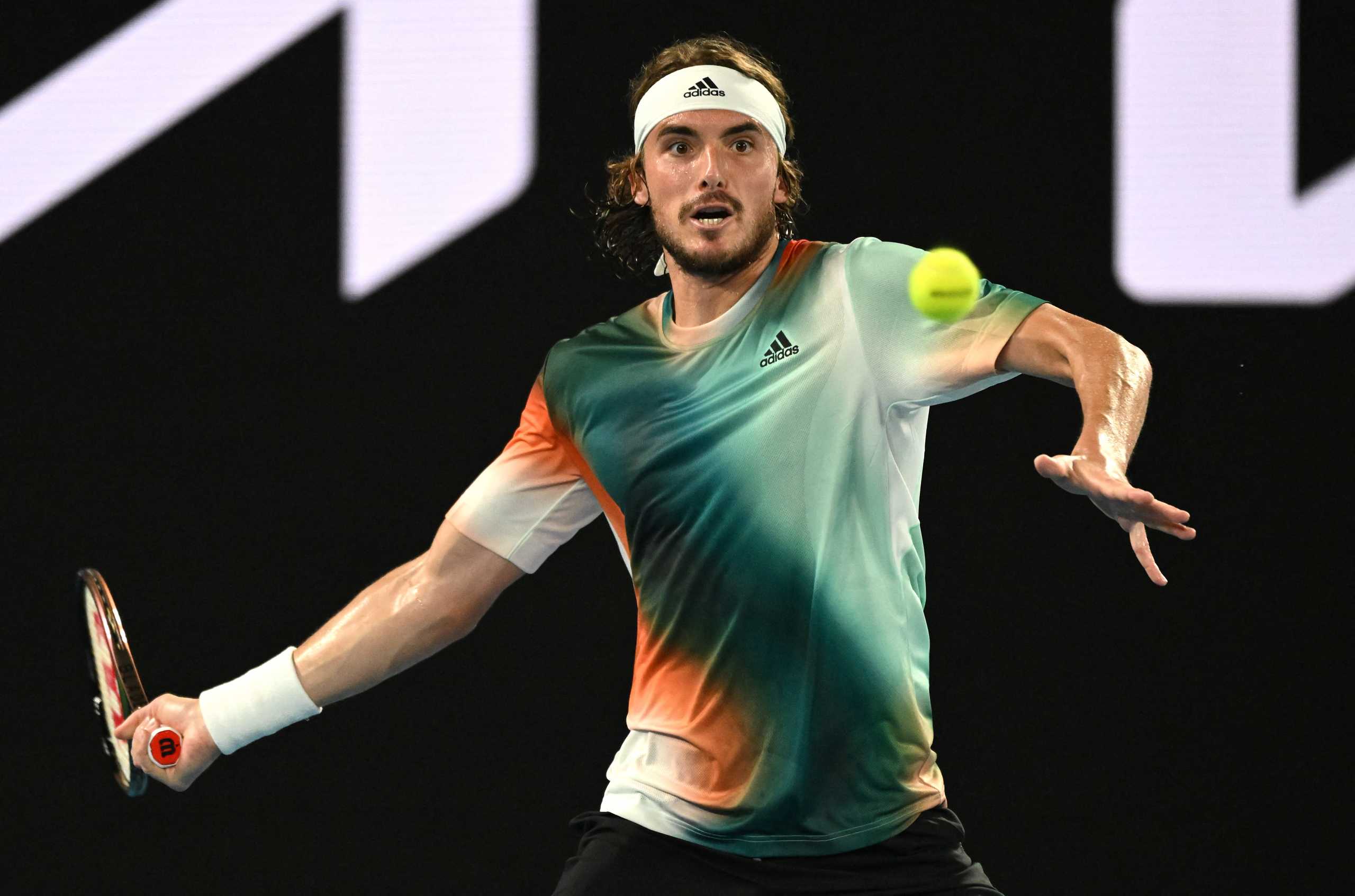 Tennis - Australian Open - Melbourne Park, Melbourne, Australia - January 26, 2022  Greece's Stefanos Tsitsipas in action during his quarter final match against Italy's Jannik Sinner REUTERS
