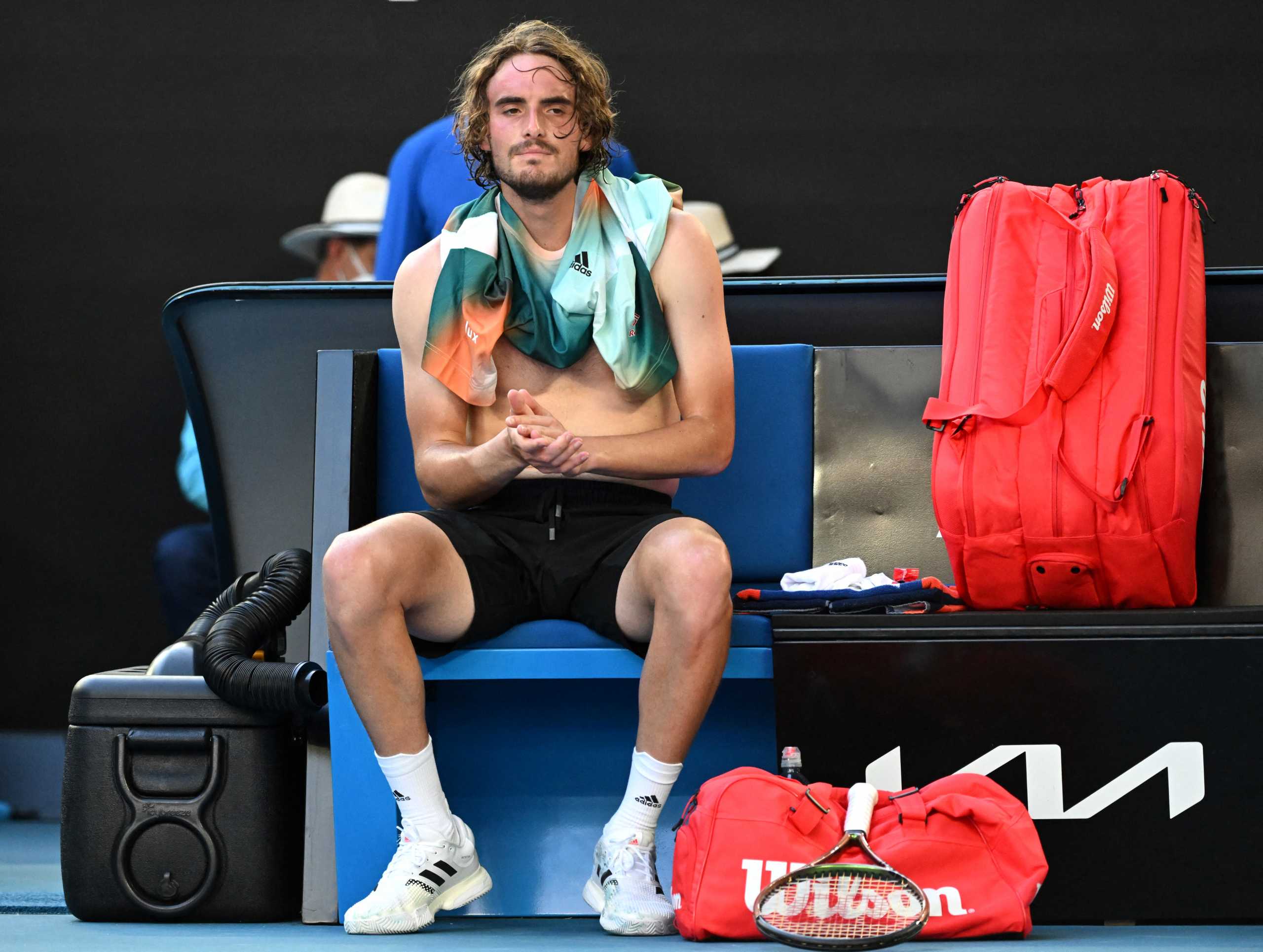 Tennis - Australian Open - Melbourne Park, Melbourne, Australia - January 22, 2022  Greece's Stefanos Tsitsipas after winning his third round match against France's Benoit Paire REUTERS