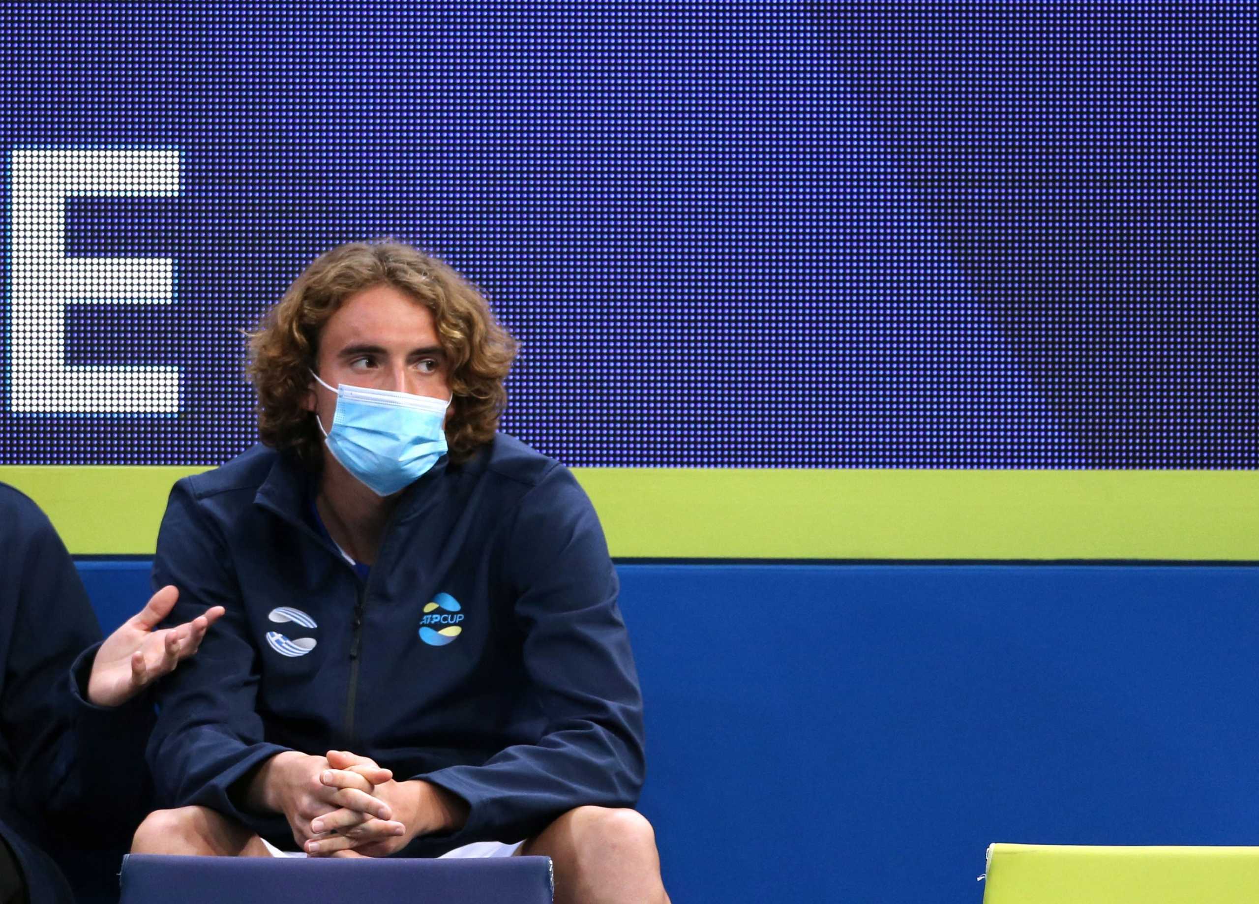 Tennis - ATP Cup - Sydney Olympic Park, Sydney, Australia - January 1, 2022 Greece's Stefanos Tsitsipas after withdrawing from his group stage match against Poland's Hubert Hurkacz REUTERS