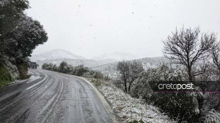Μαγευτικές εικόνες από το πυκνό χιόνι στα ορεινά της Κρήτης