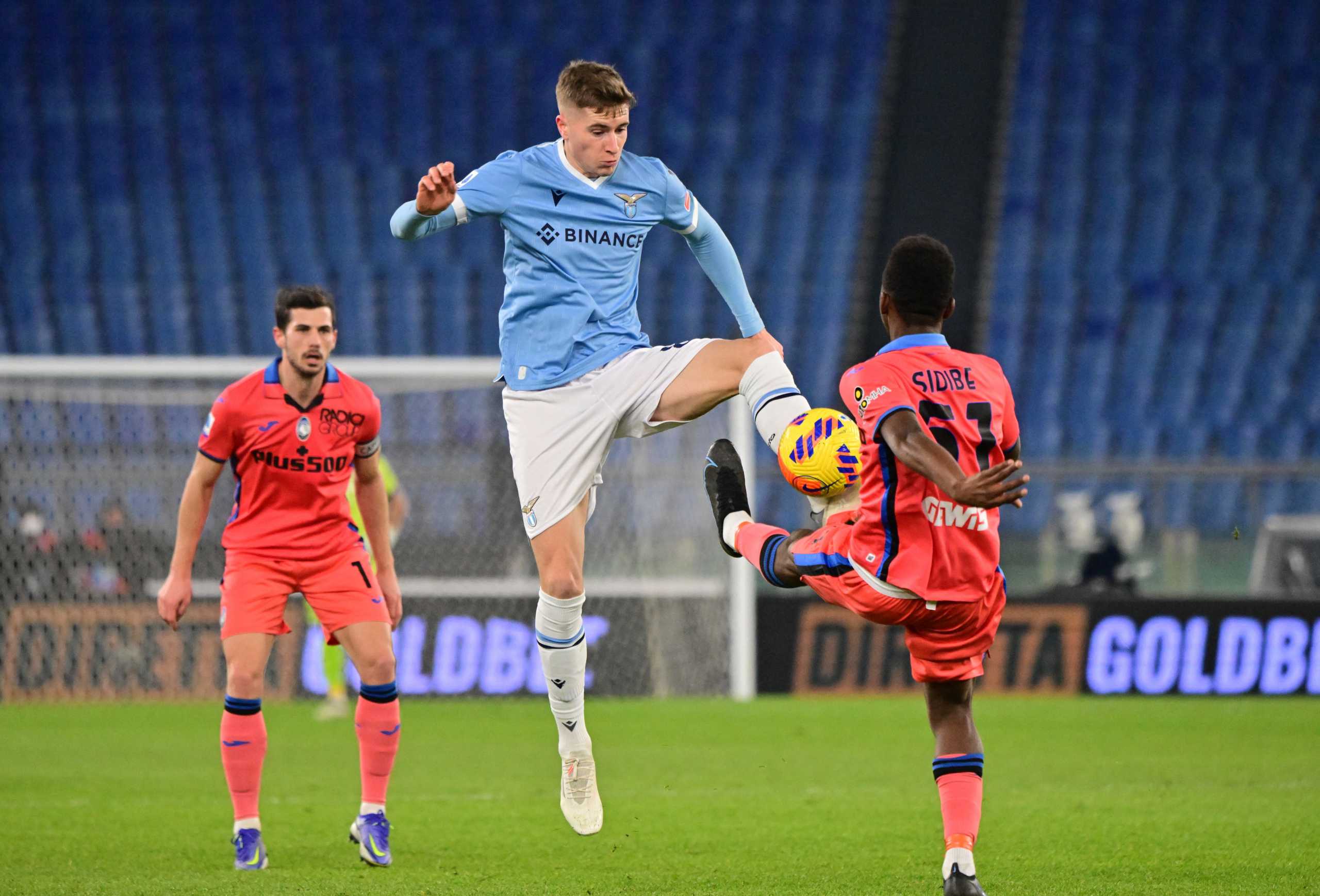 Soccer Football - Serie A - Lazio v Atalanta - Stadio Olimpico, Rome, Italy - January 22, 2022 Lazio's Toma Basic in action with Atalanta's Alasanne Sidibe REUTERS