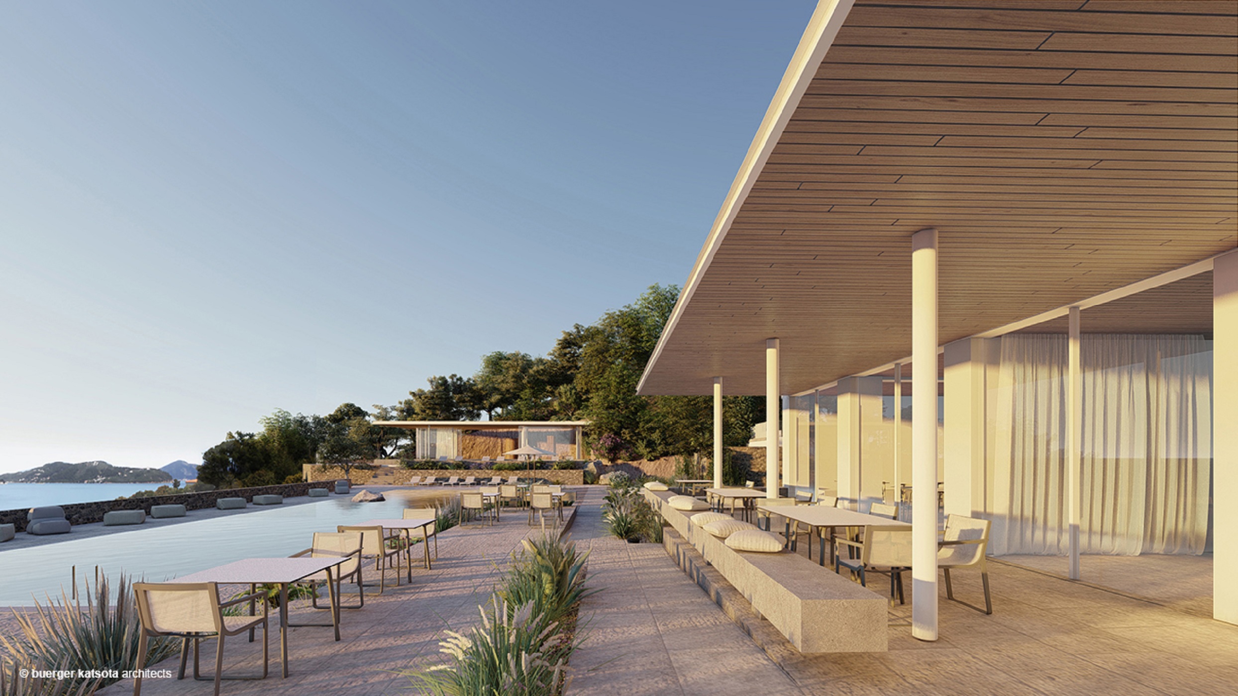 BRIQ SKIATHOS pool view © buerger katsota architects