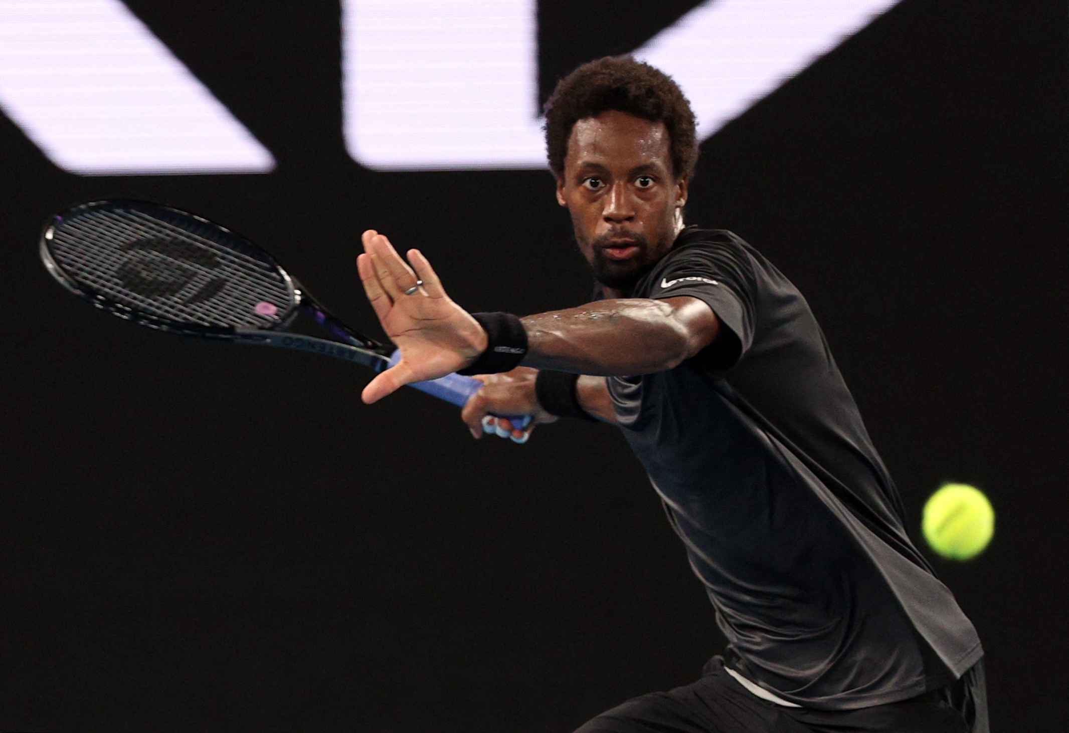Tennis - Australian Open - Melbourne Park, Melbourne, Australia - January 25, 2022  France's Gael Monfils in action during his quarter final match against Italy's Matteo Berrettini REUTERS