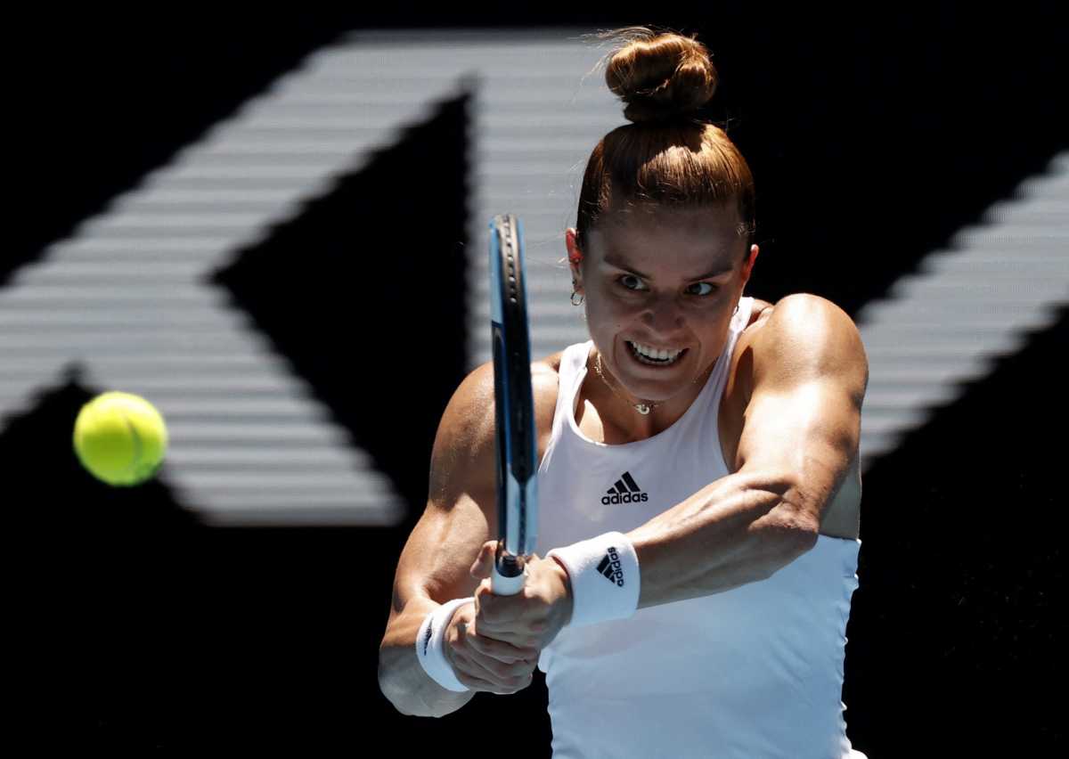 Tennis - Australian Open - Melbourne Park, Melbourne, Australia - January 23, 2022  Greece's Maria Sakkari in action during her fourth round match against Jessica Pegula of the U.S. REUTERS