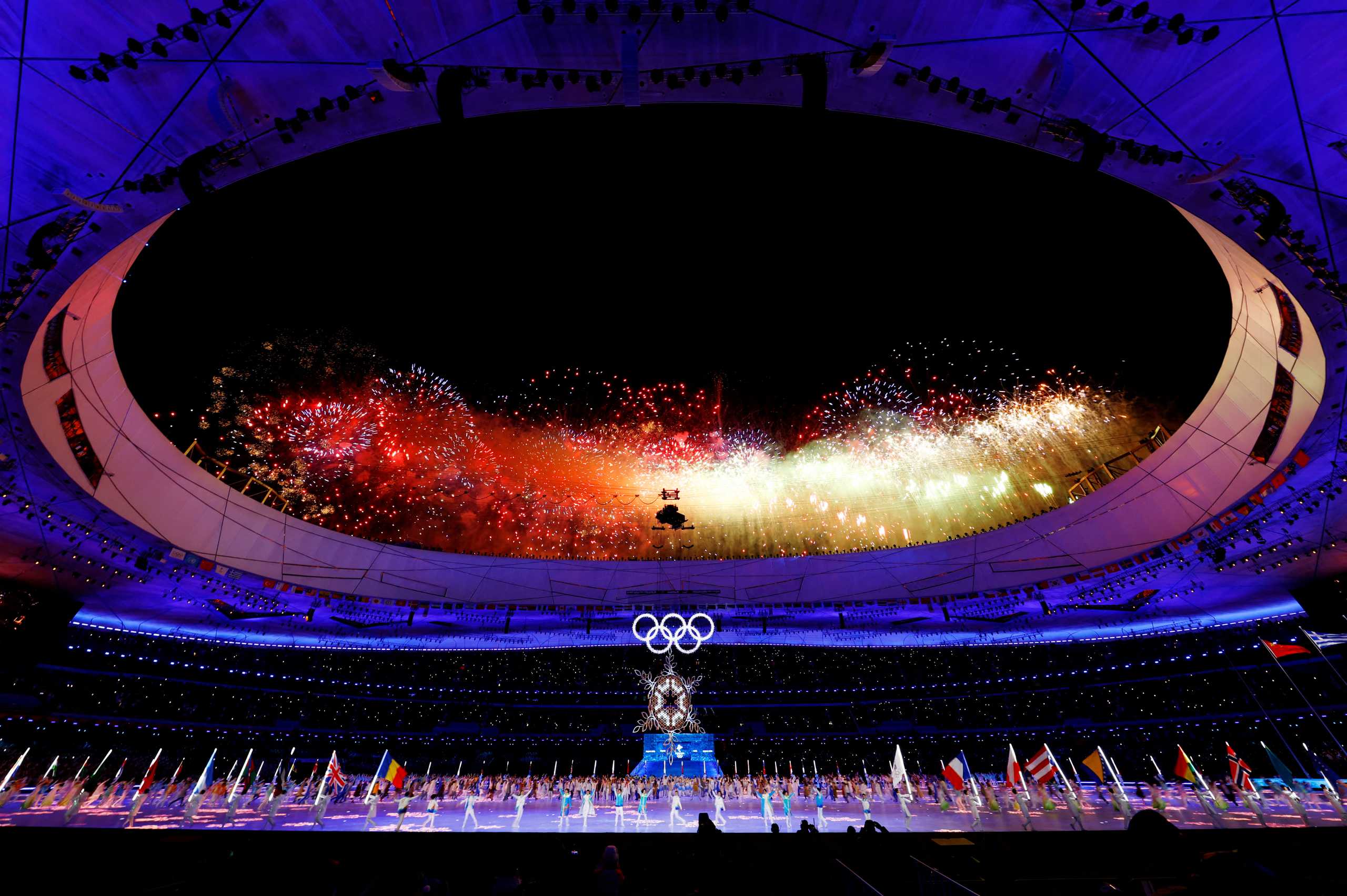 2022 Beijing Olympics - Closing Ceremony - National Stadium, Beijing, China - February 20, 2022. General view of fireworks during the closing ceremony. REUTERS