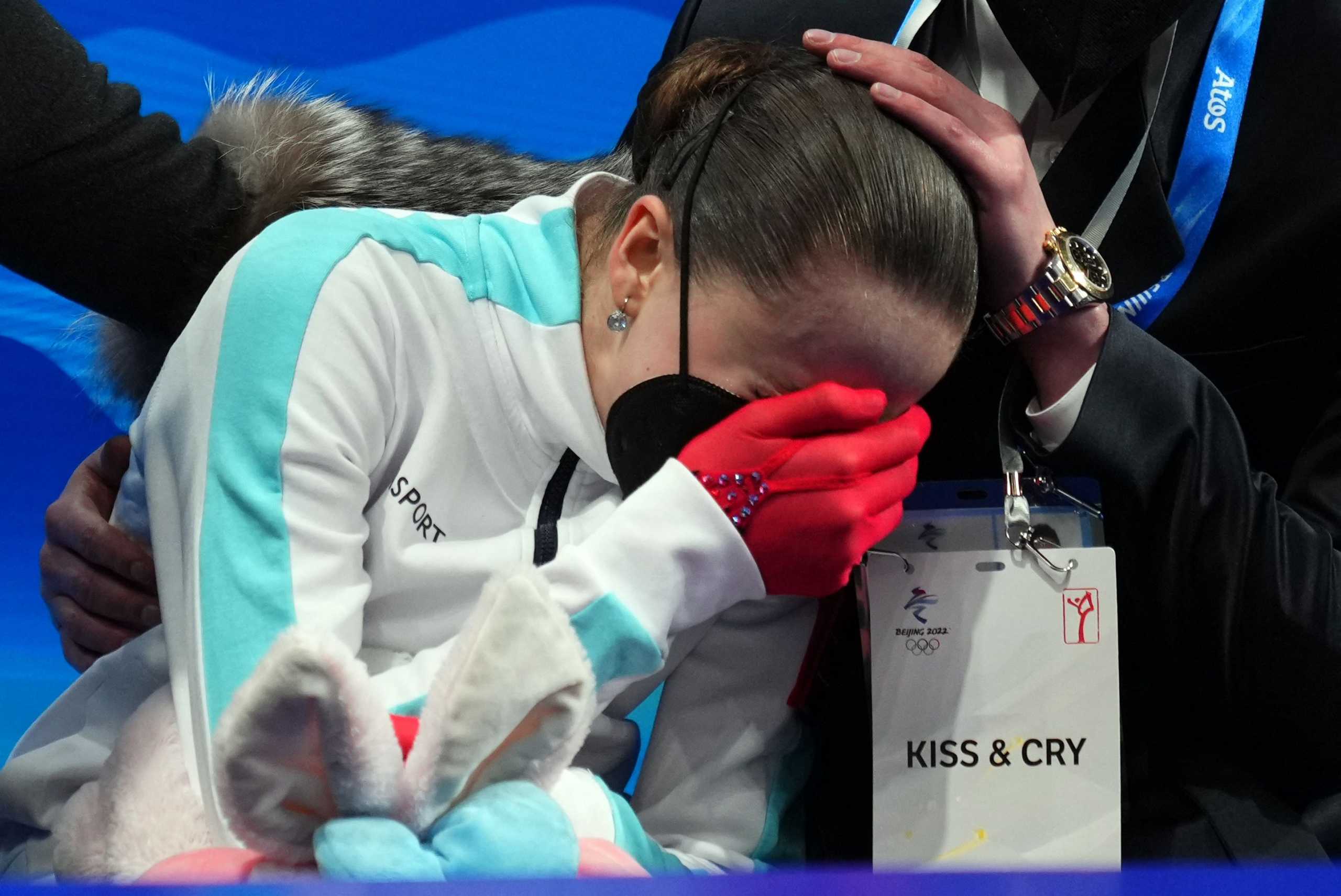 2022 Beijing Olympics - Figure Skating - Women Single Skating - Free Skating - Capital Indoor Stadium, Beijing, China - February 17, 2022. Kamila Valieva of the Russian Olympic Committee reacts after performing. REUTERS