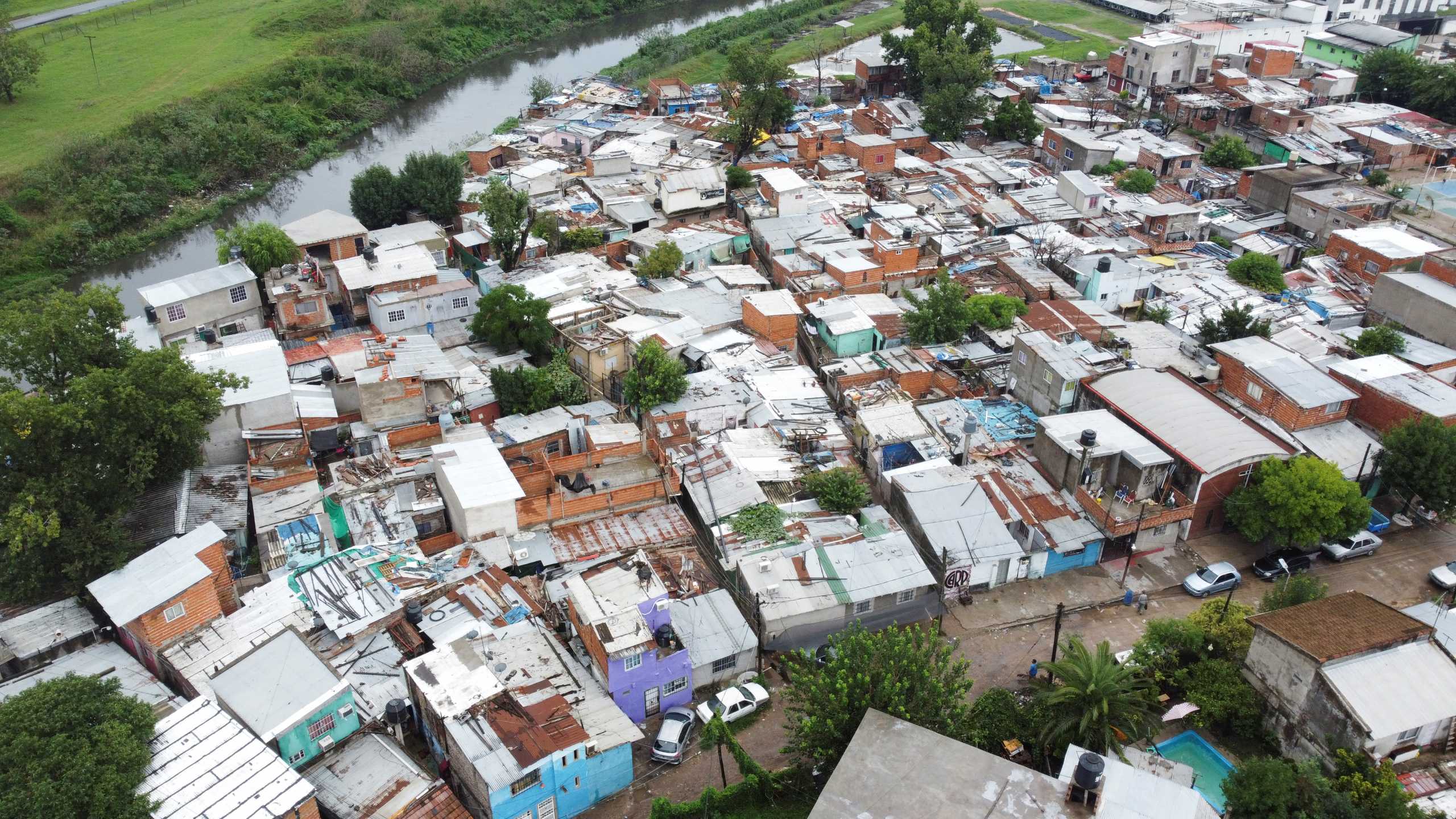 A general view of the low-income neighbourhood "Puerta 8" where according to local media people bought cocaine suspected of containing a poisonous substance, on the outskirts of Buenos Aires, Argentina February 3, 2022. Picture taken with a drone. REUTERS