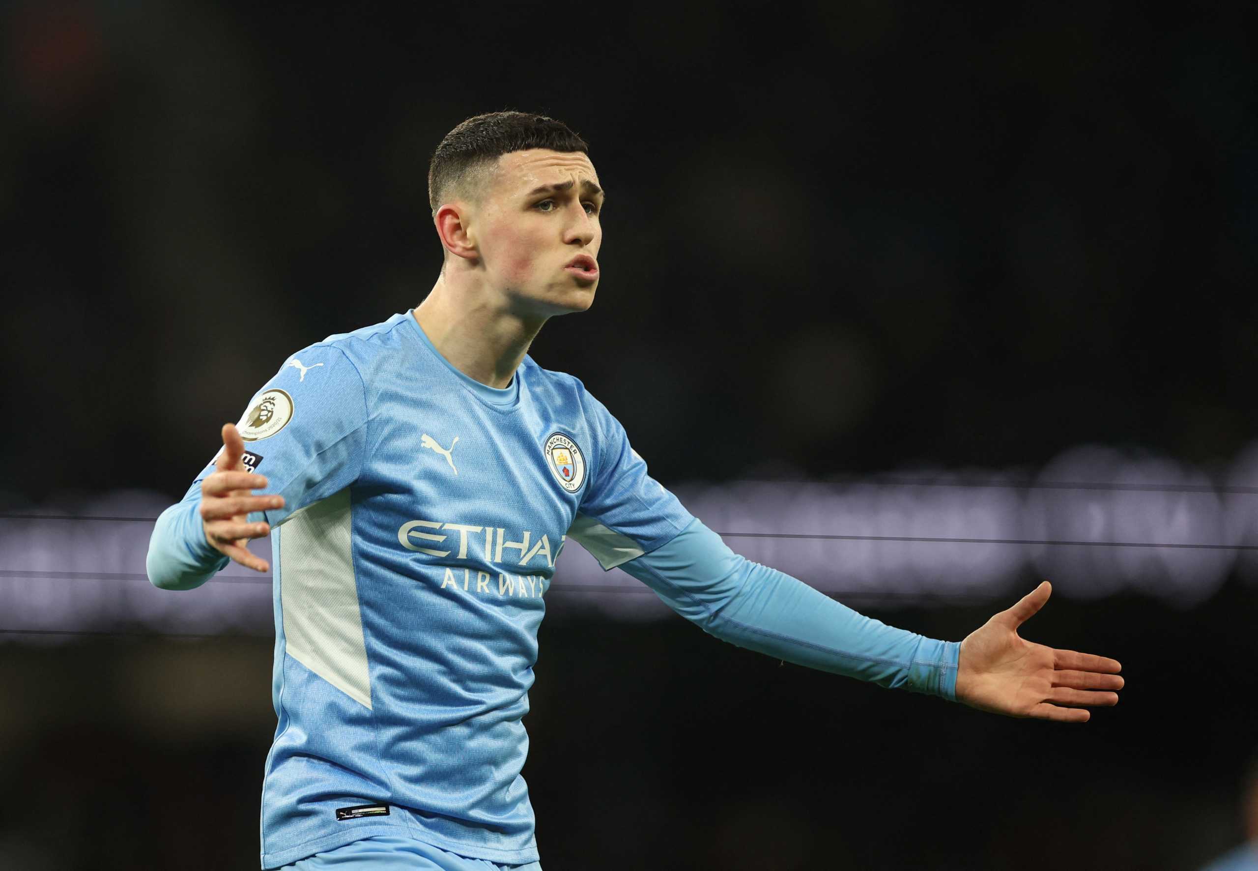 Soccer Football - Premier League - Manchester City v Tottenham Hotspur - Etihad Stadium, Manchester, Britain - February 19, 2022 Manchester City's Phil Foden Action Images via Reuters
