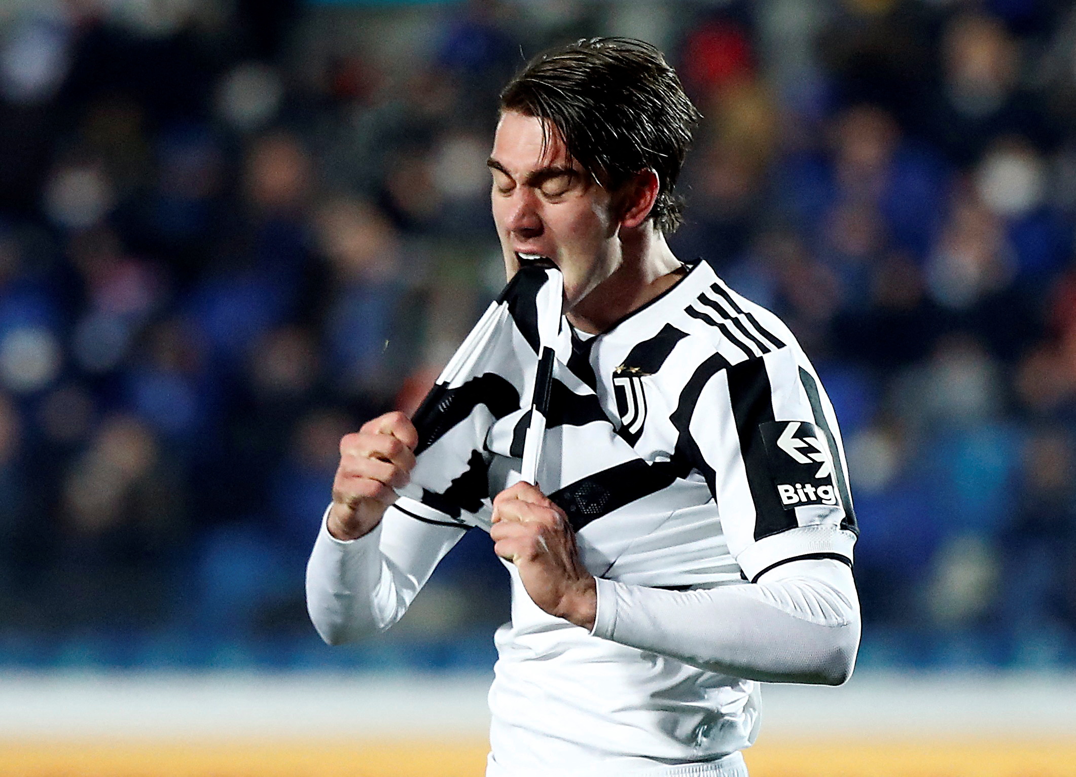 Soccer Football - Serie A - Atalanta v Juventus - Stadio Atleti Azzurri, Bergamo, Italy - February 13, 2022 Juventus' Dusan Vlahovic reacts REUTERS