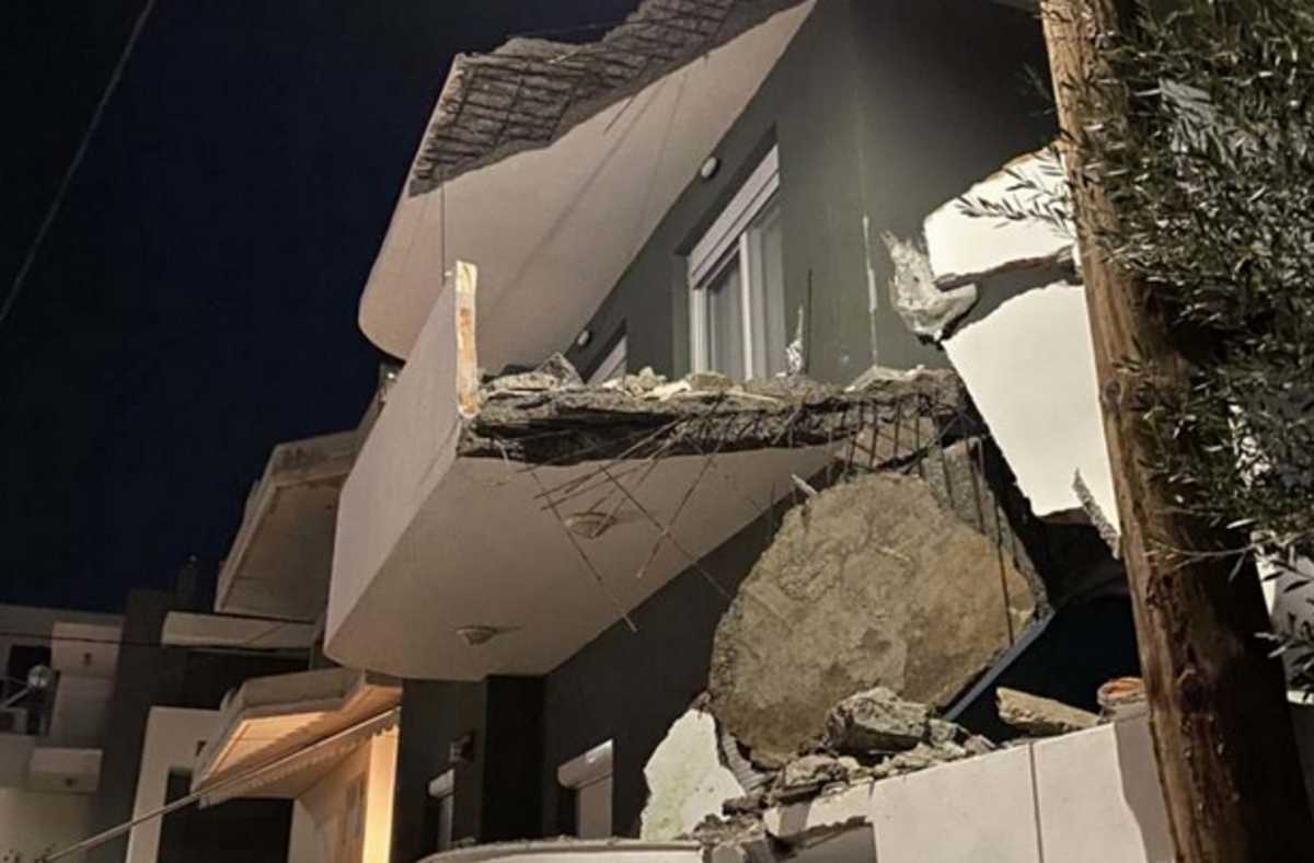 Ηράκλειο: Κατέρρευσε αυτό το μπαλκόνι από τη μια στιγμή στην άλλη – Σκηνές πανικού στη γειτονιά