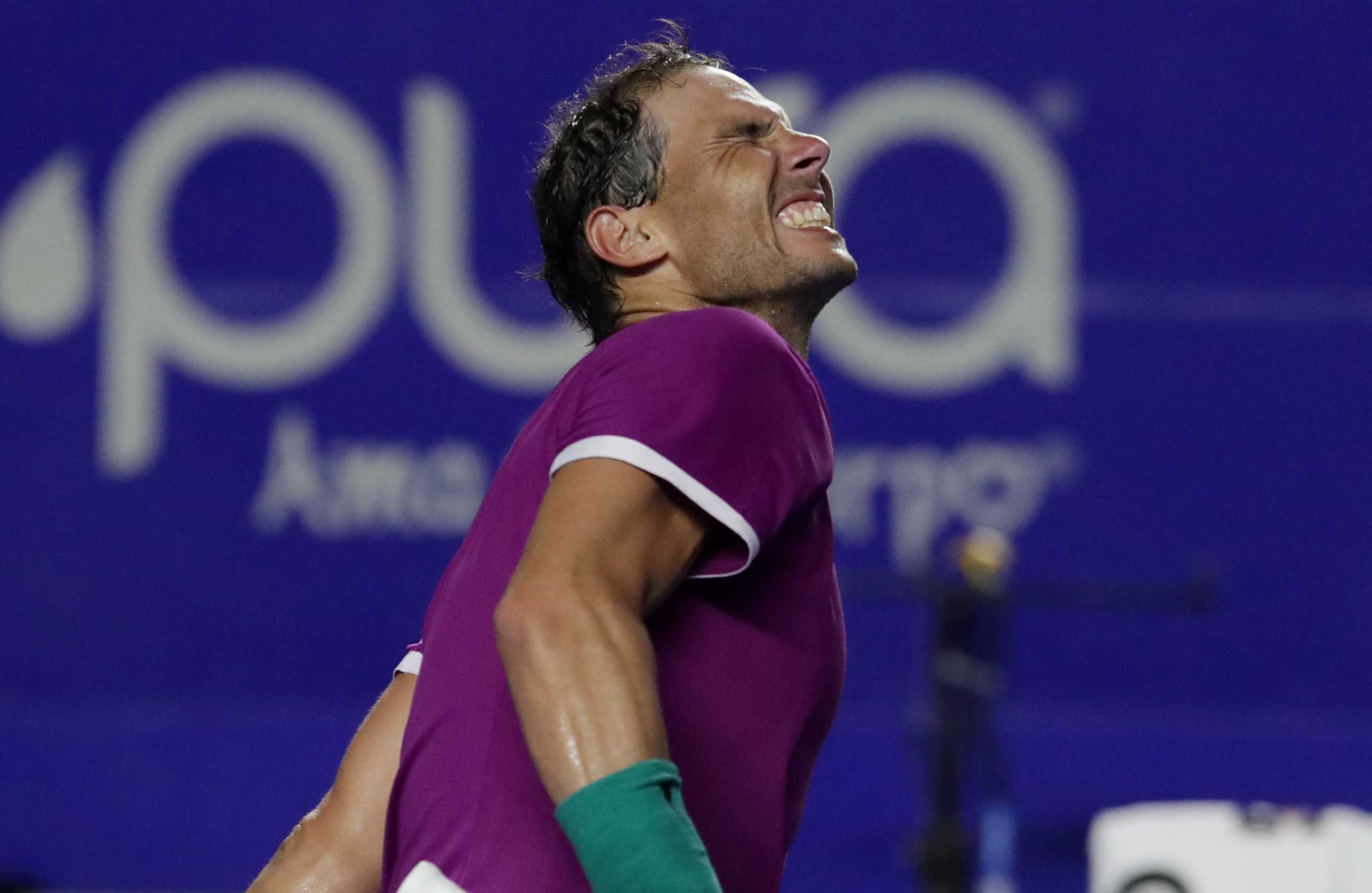 Tennis - ATP 500 - Abierto Mexicano - The Fairmont Acapulco Princess, Acapulco, Mexico - February 25, 2022 Spain's Rafael Nadal celebrates after winnning his semifinal match against Russia's Daniil Medvedev REUTERS