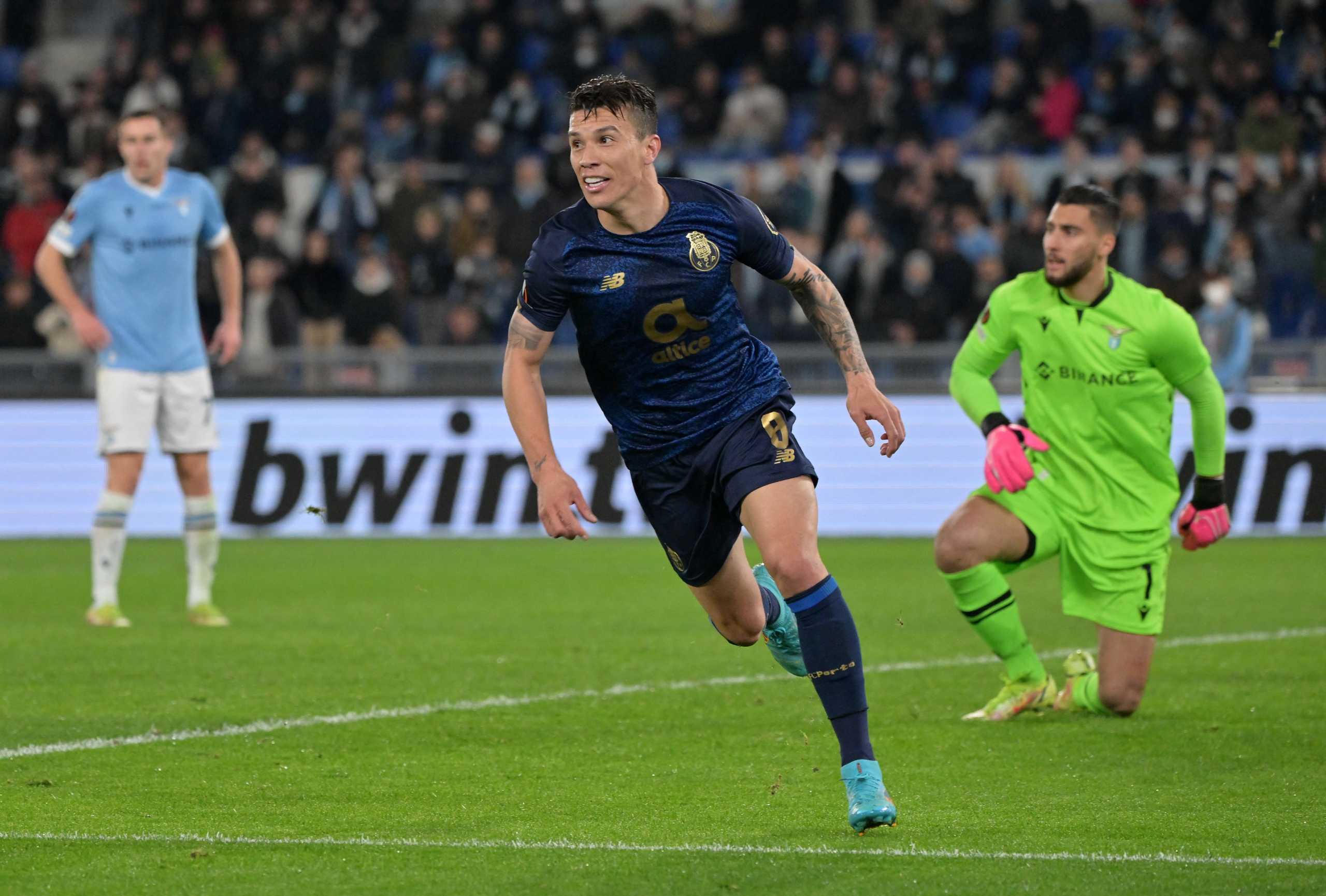 Soccer Football - Europa League - Play Off Second Leg - Lazio v FC Porto - Stadio Olimpico, Rome, Italy - February 24, 2022 FC Porto's Mateus Uribe celebrates scoring their second goal REUTERS
