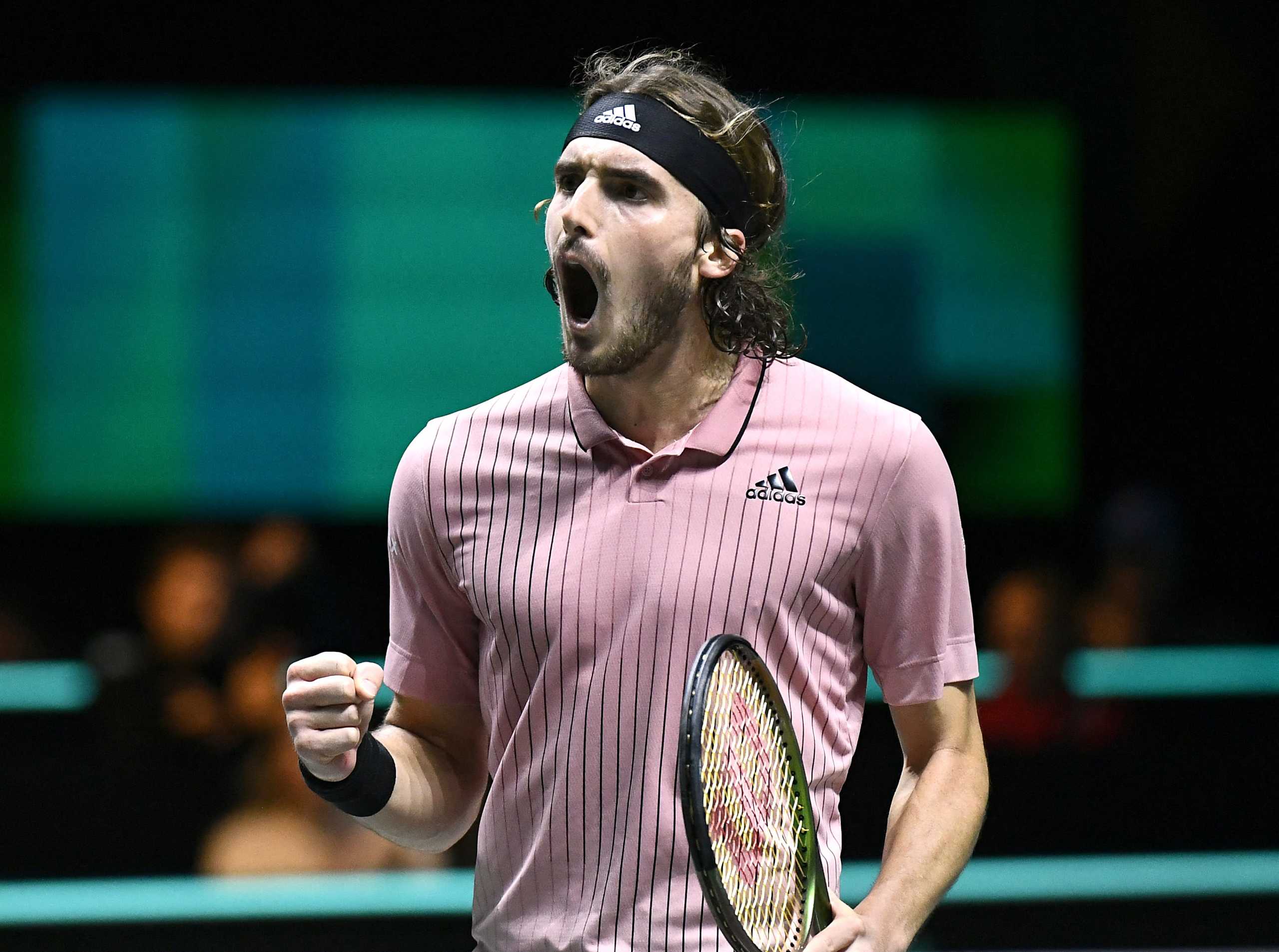 Tennis - ATP 500 - Rotterdam Open - Rotterdam Ahoy, Rotterdam, Netherlands - February 11, 2022 Greece's Stefanos Tsitsipas celebrates winning his quarter final match against Australia's Alex de Minaur REUTERS
