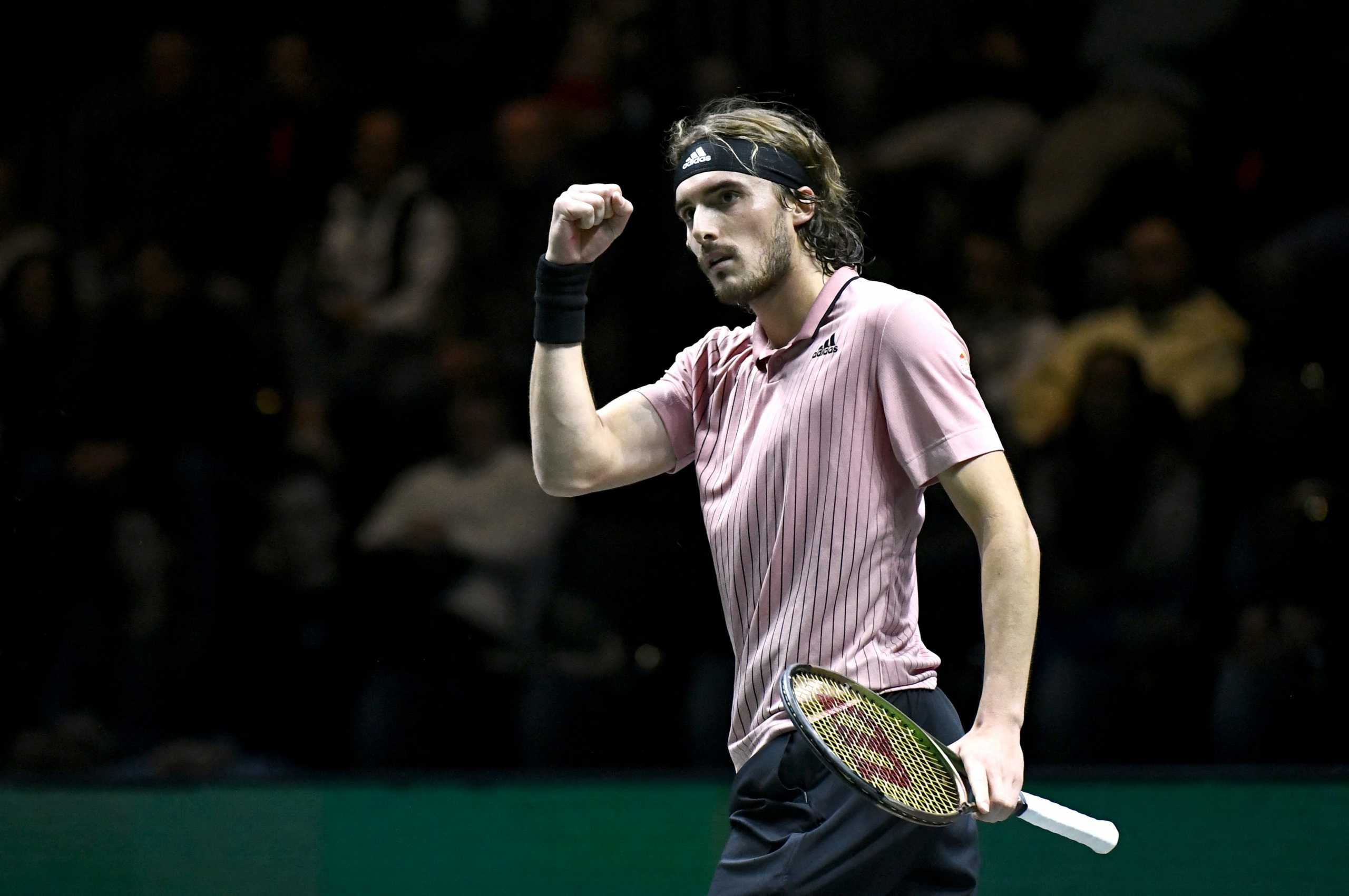Tennis - ATP 500 - Rotterdam Open - Rotterdam Ahoy, Rotterdam, Netherlands - February 11, 2022 Greece's Stefanos Tsitsipas celebrates winning his quarter final match against Australia's Alex de Minaur REUTERS