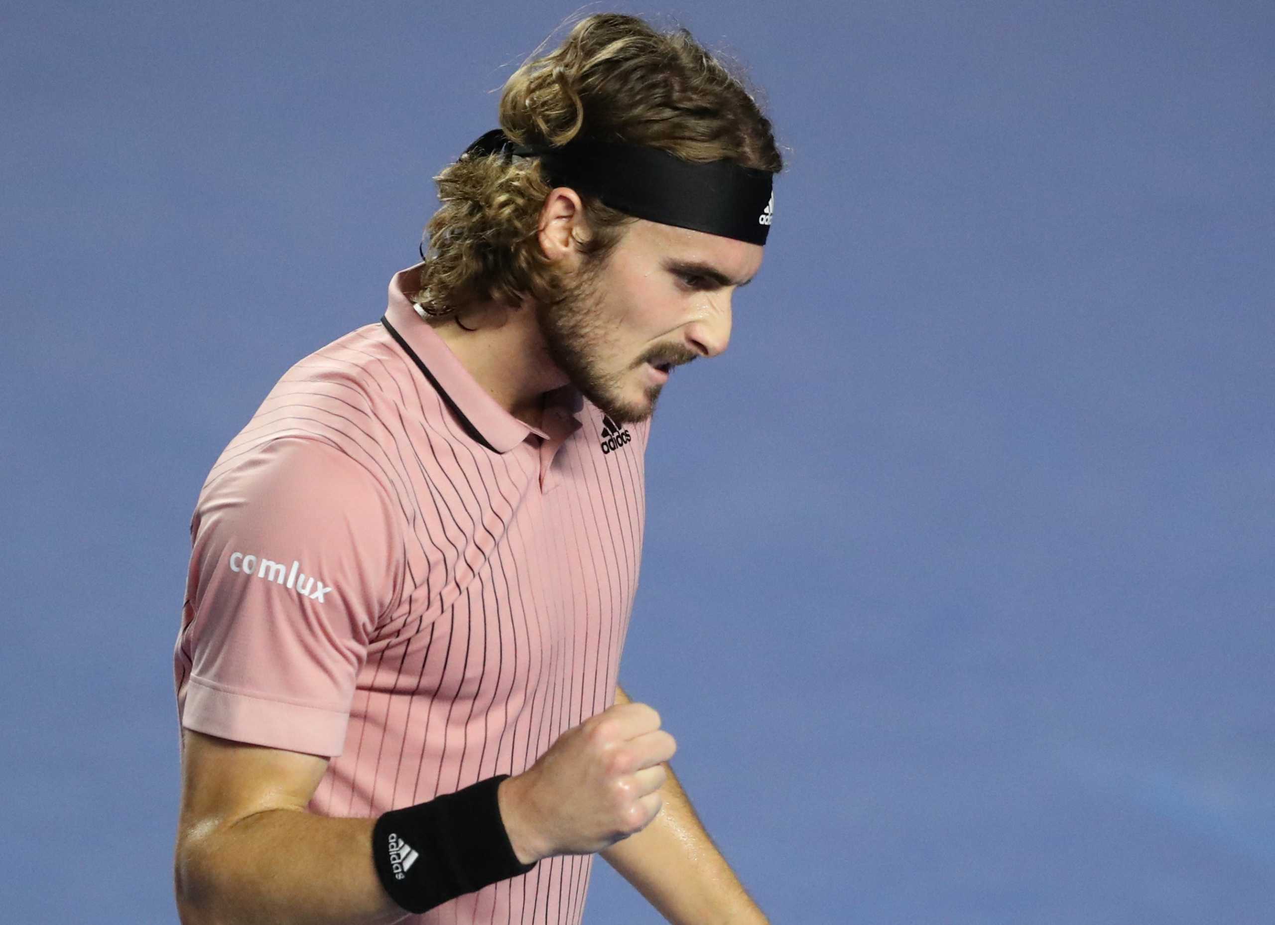 Tennis - ATP 500 - Abierto Mexicano - The Fairmont Acapulco Princess, Acapulco, Mexico - February 25, 2022 Greece's Stefanos Tsitsipas reacts during his semifinal match against Britain's Cameron Norrie REUTERS