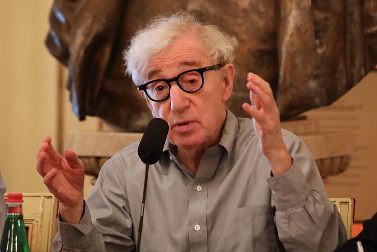 epa07689566 US director Woody Allen attends the press conference at La Scala opera house, in Milan, Italy, 02 July 2019. Woody Allen is directing Puccini's 'Gianni Schicchi' opera, which opens Saturday in Milan. The opera premiered in Los Angeles and it is making its debut at La Scala.  EPA