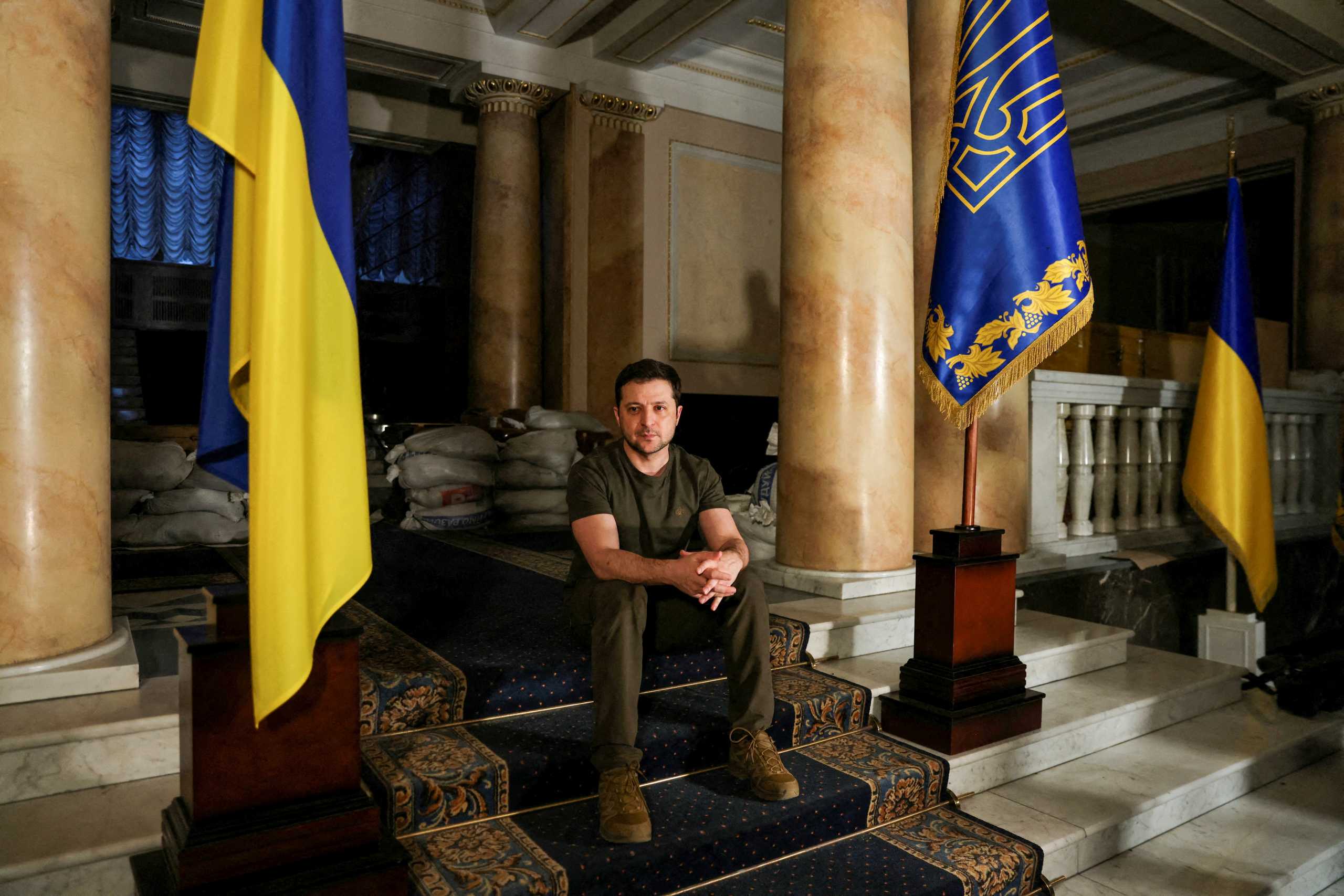 FILE PHOTO: FILE PHOTO: Ukrainian President Volodymyr Zelenskiy poses after an interview with Reuters in Kyiv, Ukraine, March 1, 2022. REUTERS