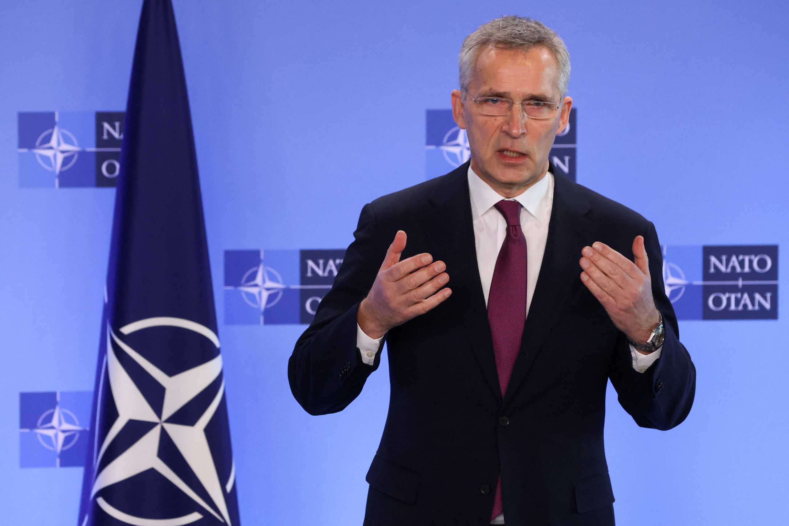 NATO Secretary General Jens Stoltenberg speaks during a news conference with U.S. Secretary of State Antony Blinken, before a NATO foreign ministers meeting amid Russia's invasion of Ukraine, at the Alliance's headquarters in Brussels, Belgium March 4, 2022. REUTERS