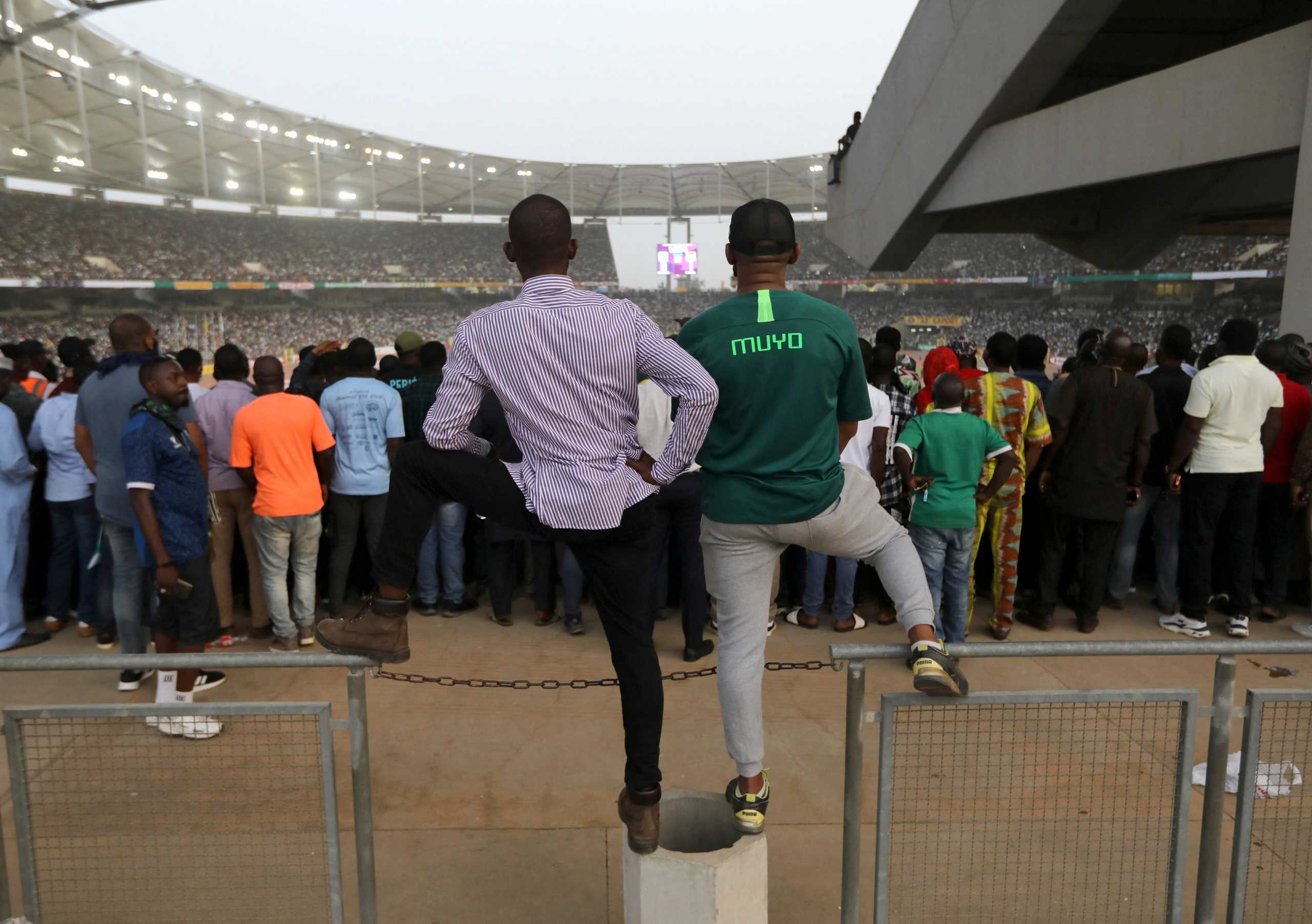 Nigeria's supporters attend the World Cup qualifier match between Nigeria and Ghana at Moshood Abiola Stadium in Abuja, Nigeria March 29, 2022. REUTERS